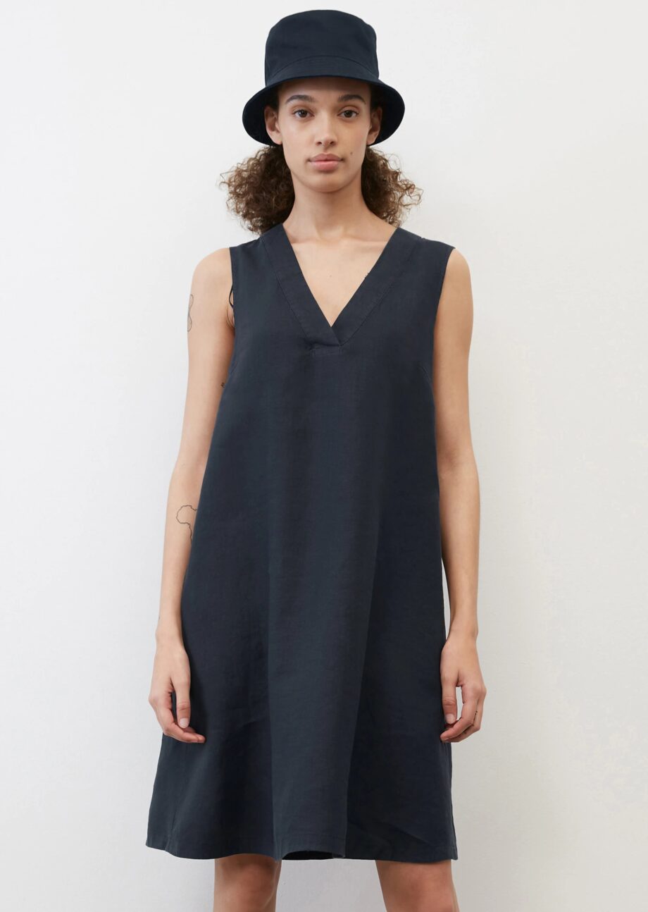 MARC O’POLO Ärmelloses Leinen-Kleid in beschwingter A-Linie,
deep sky