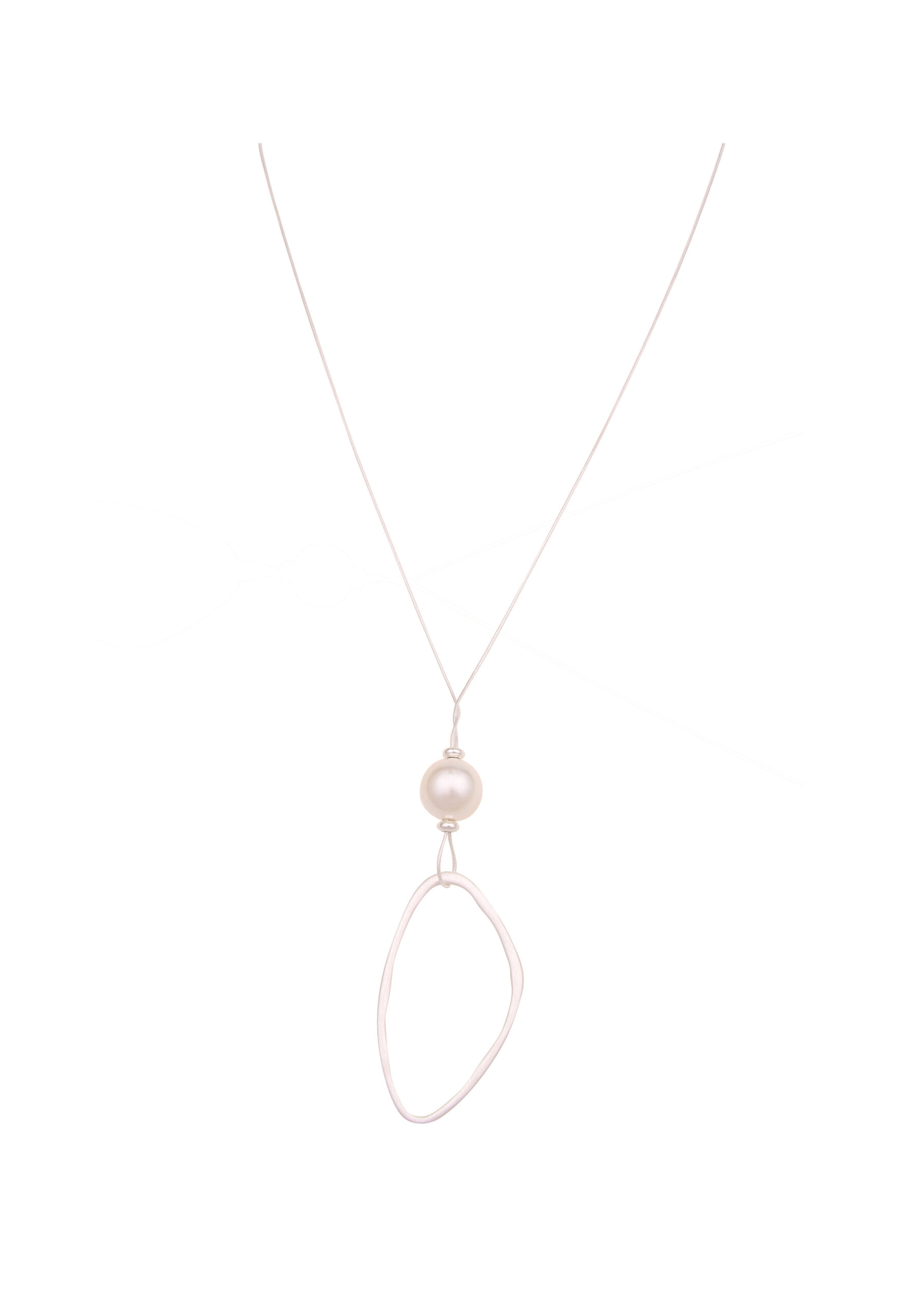 Leslii Lange Halskette Matt Perle in Silber