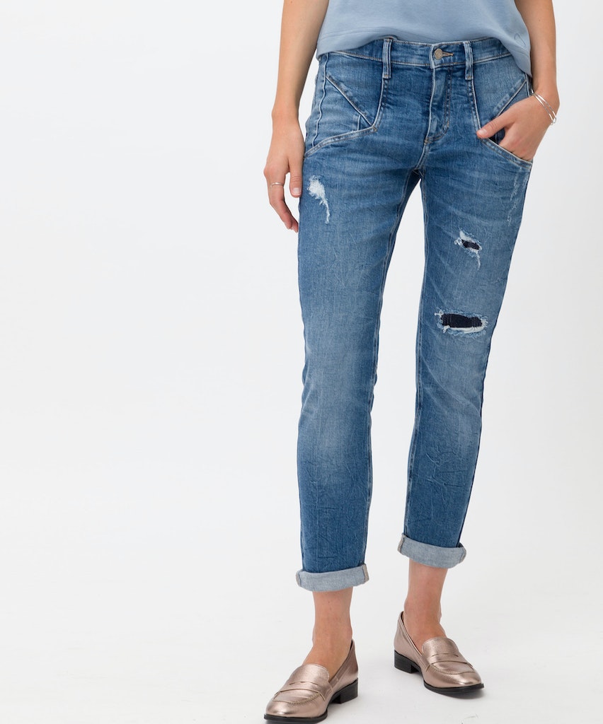BRAX women Five-Pocket-Jeans in relaxter Silhouette Style Merrit, used  destroyed blue - Hartmann Mode Shop