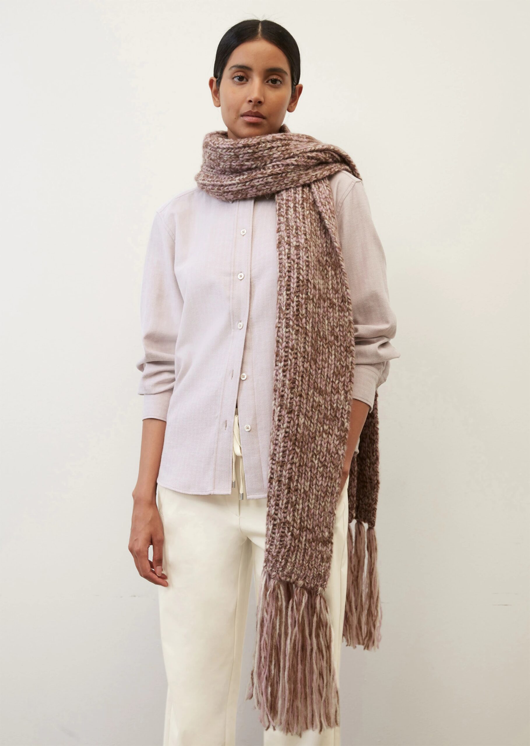 MARC O\'POLO Flanell-Langarm-Bluse aus softer lilac , Mode Herringbone-Qualität Shop Hartmann - blooming