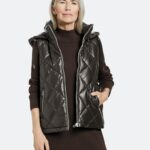 GERRY WEBER Steppweste aus Kunstleder, dark oak