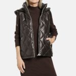 GERRY WEBER Steppweste aus Kunstleder, dark oak