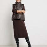 GERRY WEBER Steppweste aus Kunstleder, dark oak