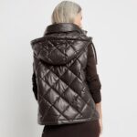 GERRY WEBER Steppweste aus Kunstleder, dark oak