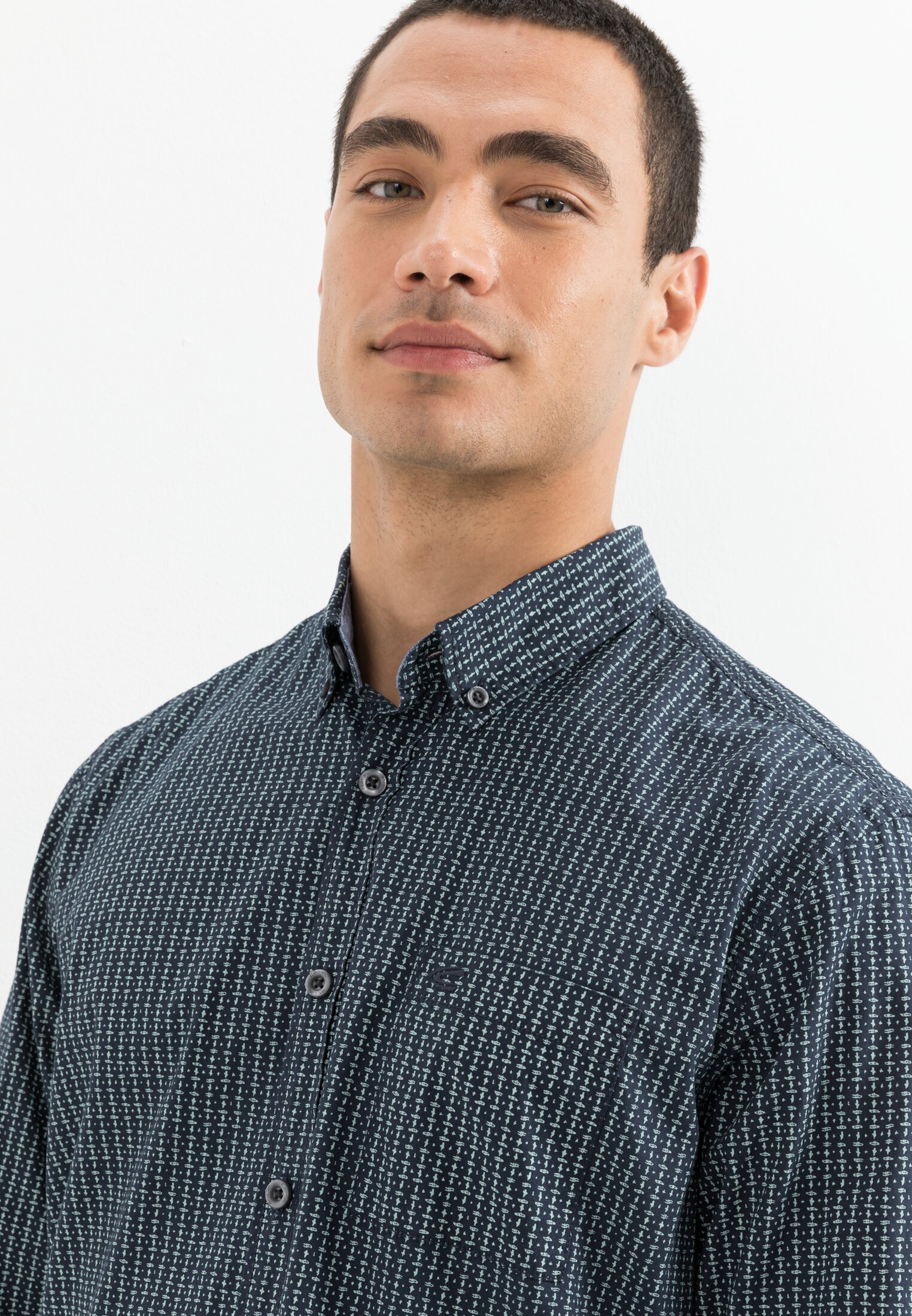 Camel active Langarmhemd aus reiner Baumwolle, vintage mint