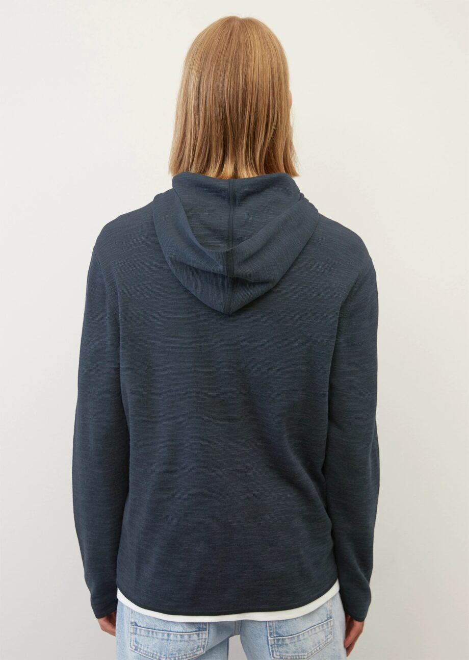 MARC O’POLO Sportiver Hoodie-Cardigan regular aus Baumwolle-Schurwolle-Mix, dark navy