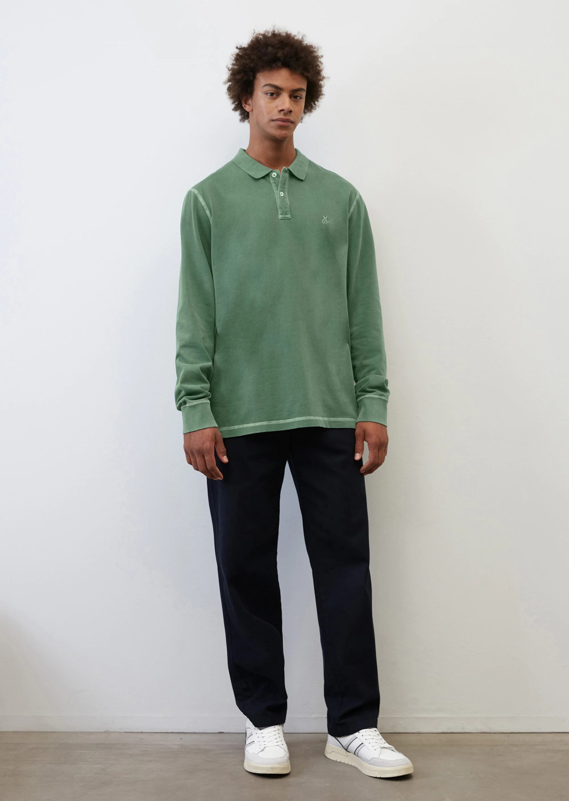 MARC O’POLO Langarm-Poloshirt regular aus softer Bio-Baumwolle