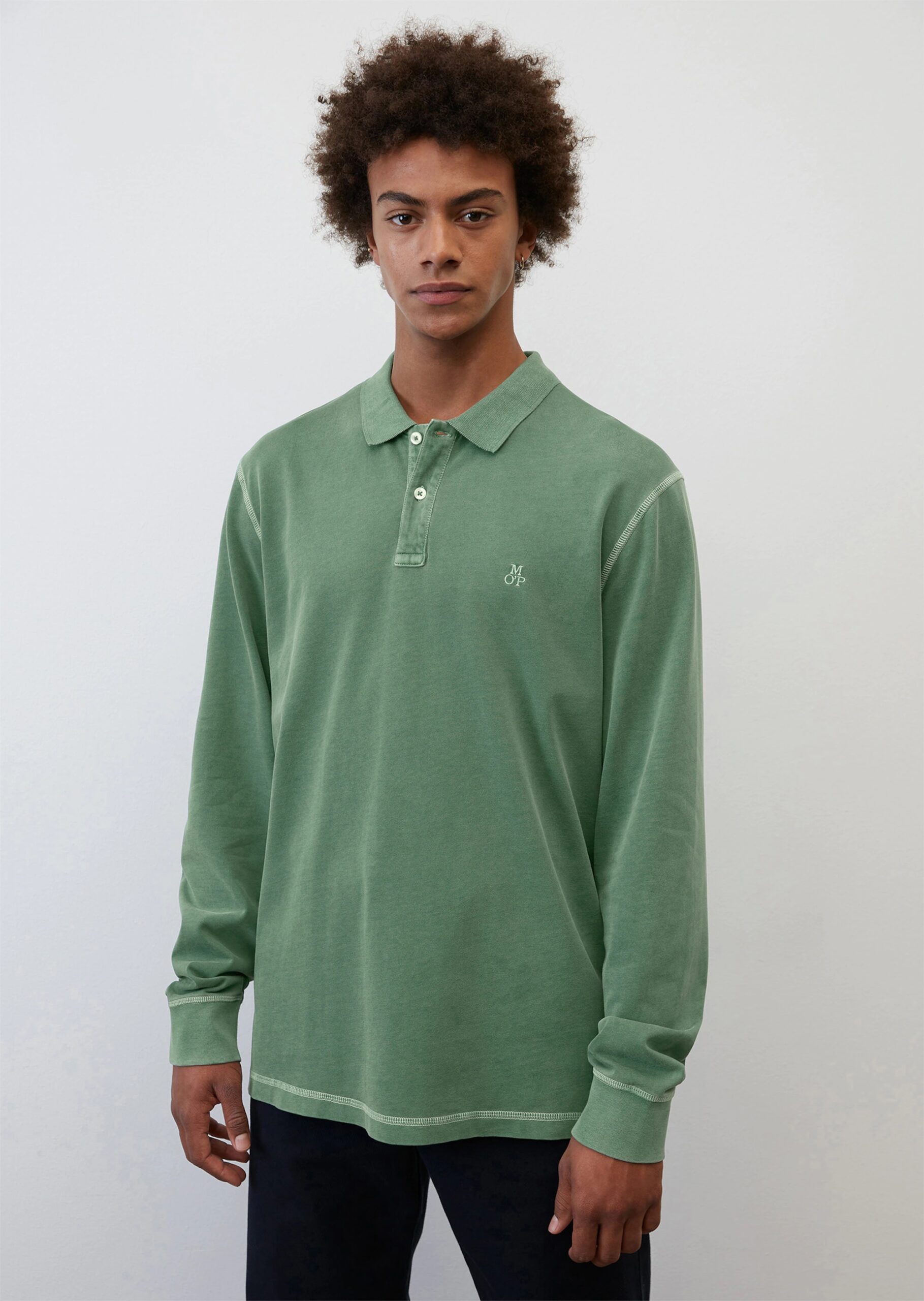 MARC O’POLO Langarm-Poloshirt regular aus softer Bio-Baumwolle