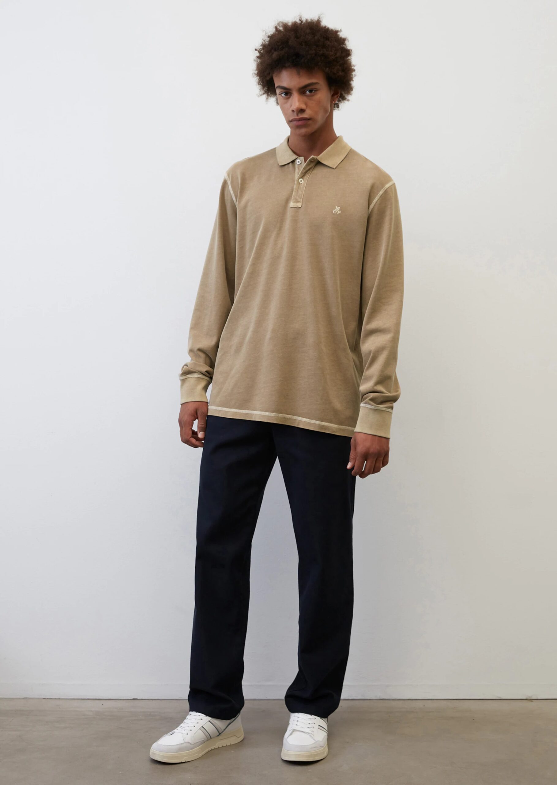 MARC O’POLO Langarm-Poloshirt regular aus softer Bio-Baumwolle