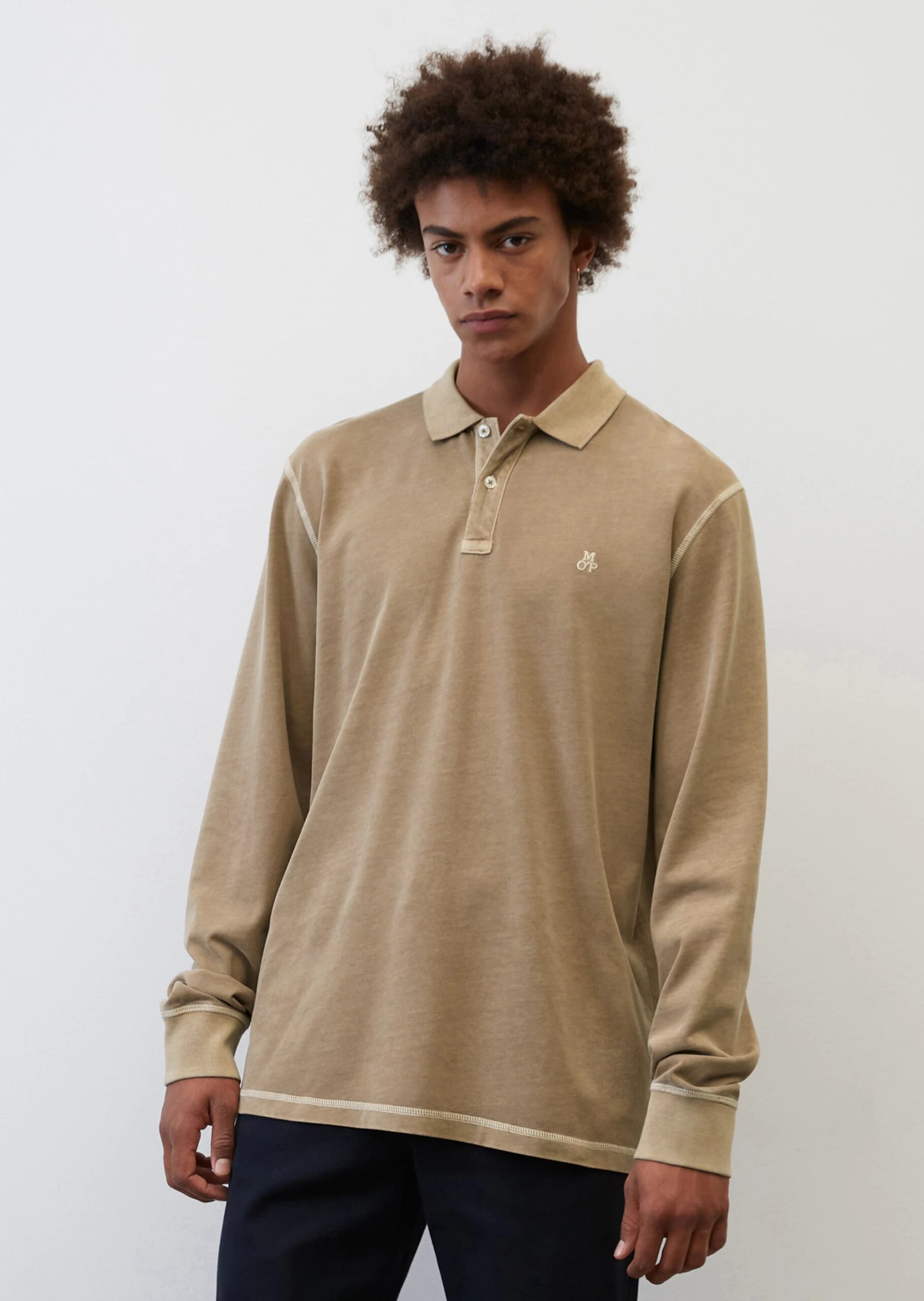MARC O’POLO Langarm-Poloshirt regular aus softer Bio-Baumwolle