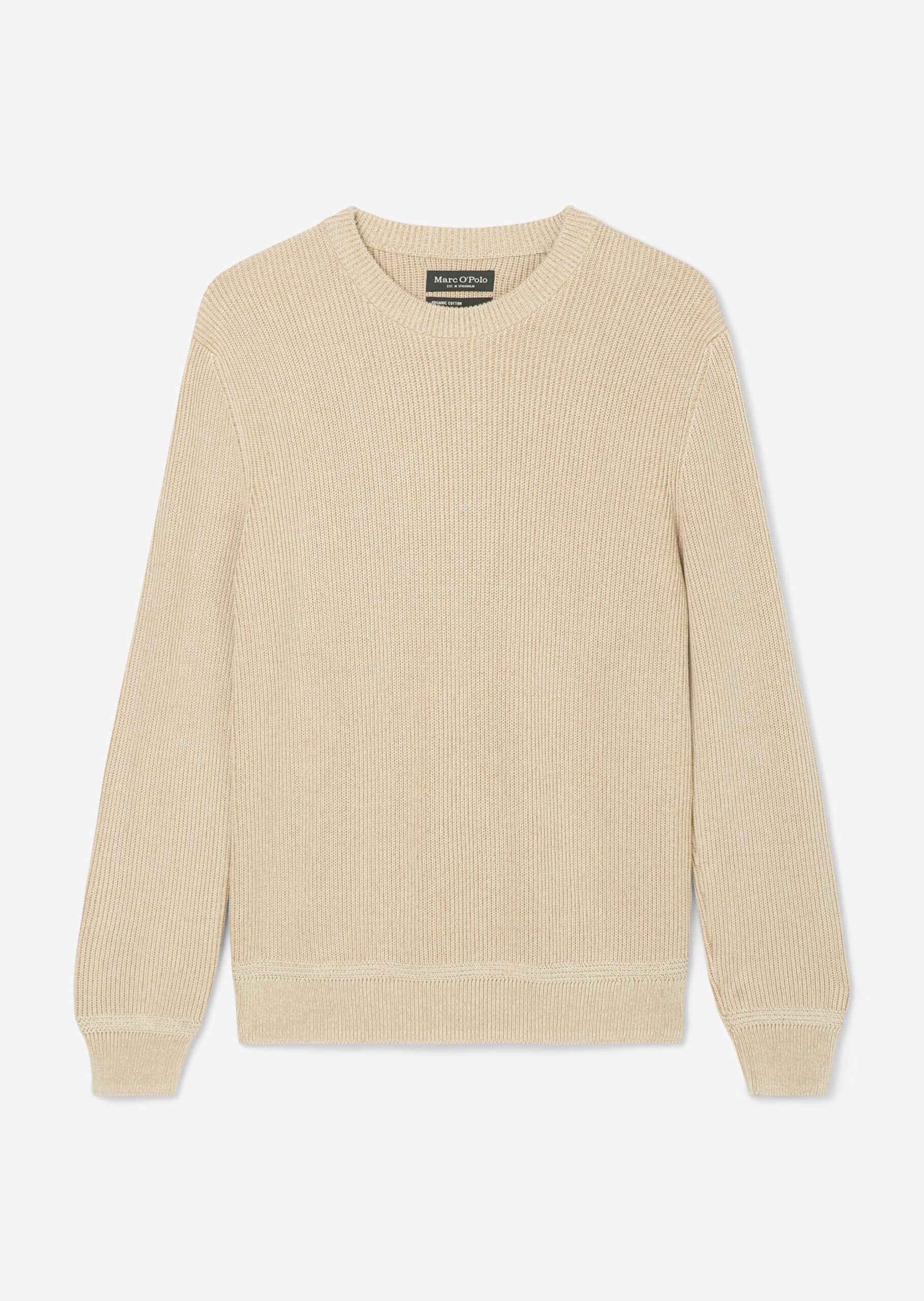MARC O’POLO Rundhals-Pullover relaxed aus reiner Bio-Baumwolle, linen white