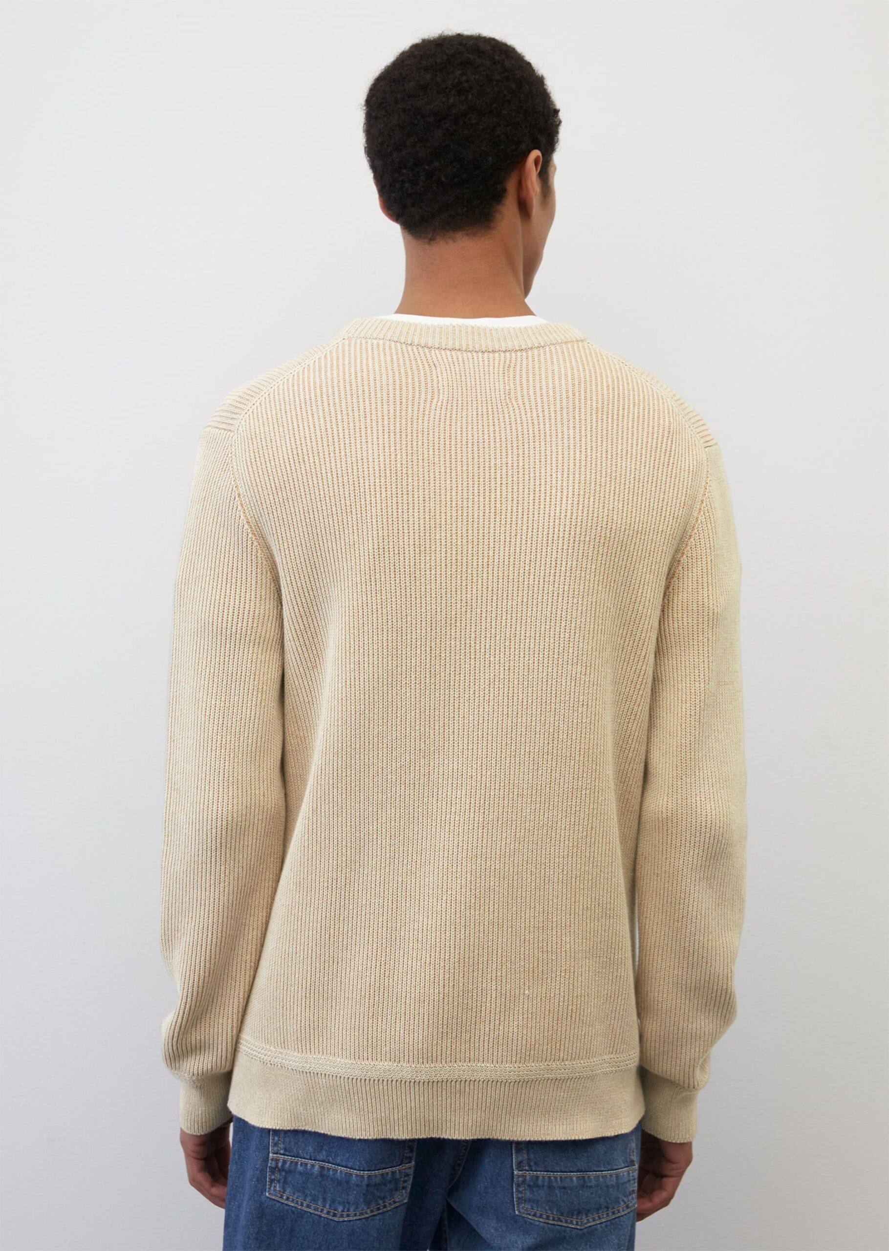 MARC O’POLO Rundhals-Pullover relaxed aus reiner Bio-Baumwolle, linen white