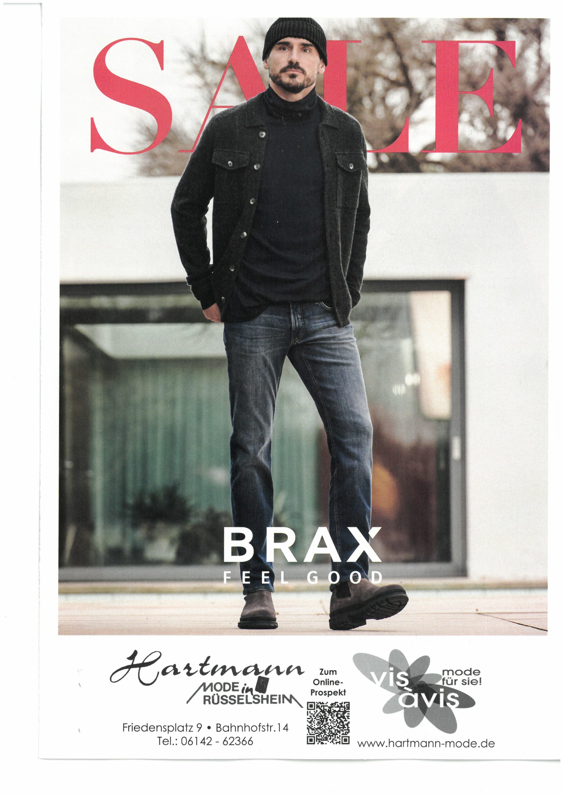 - 1 2022/23 Prospekt Mode Hartmann (Titelseite) Shop Seite Brax Winter-Sale Herren