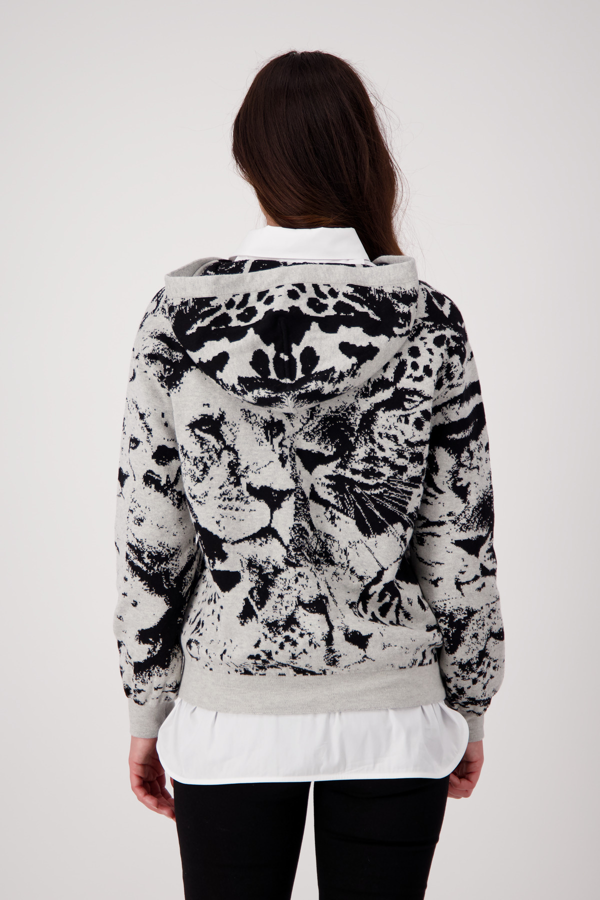 Monari Pullover, steel melange gemustert