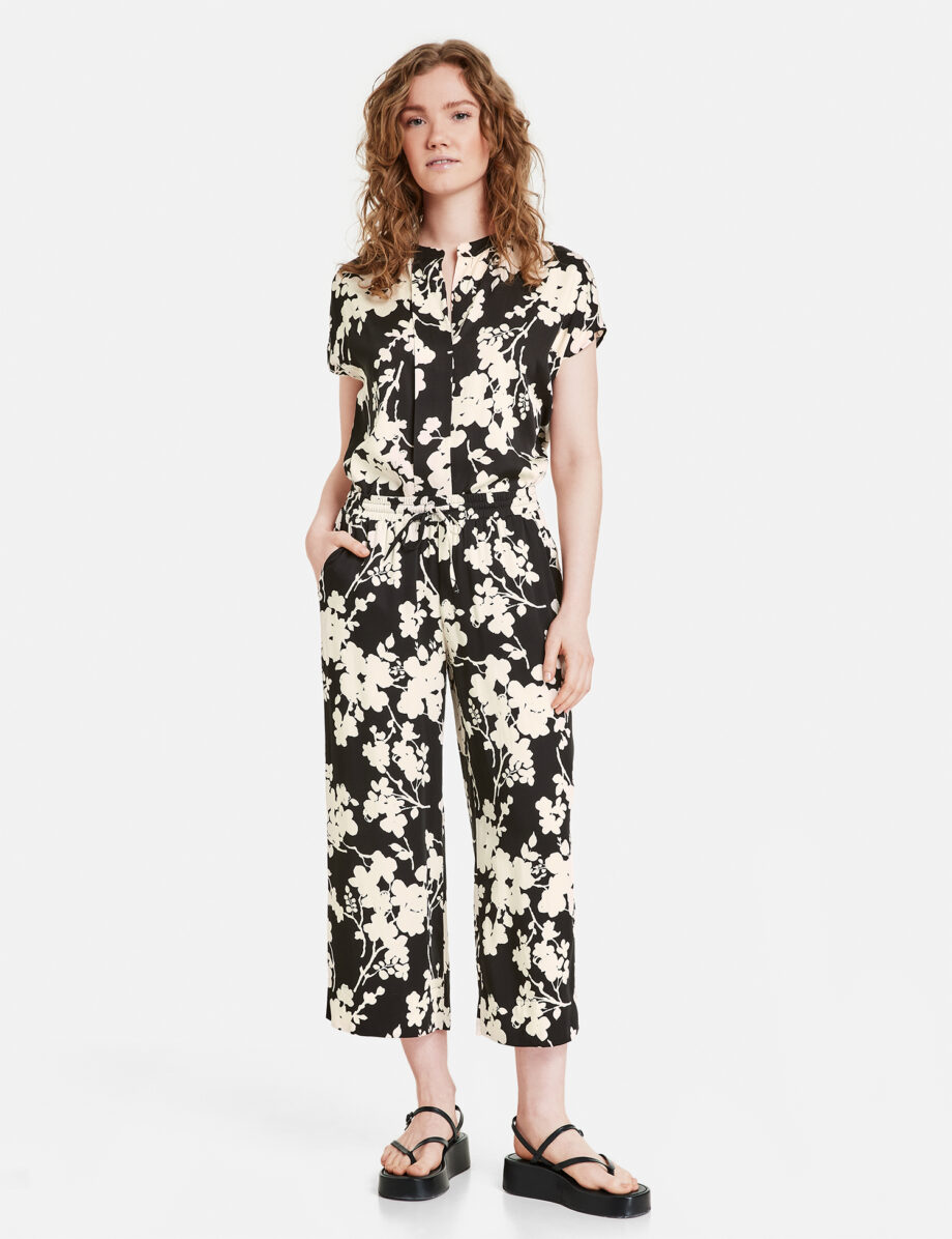 TAIFUN Weite 3/4 Hose mit Floral-Dessin Palazzo