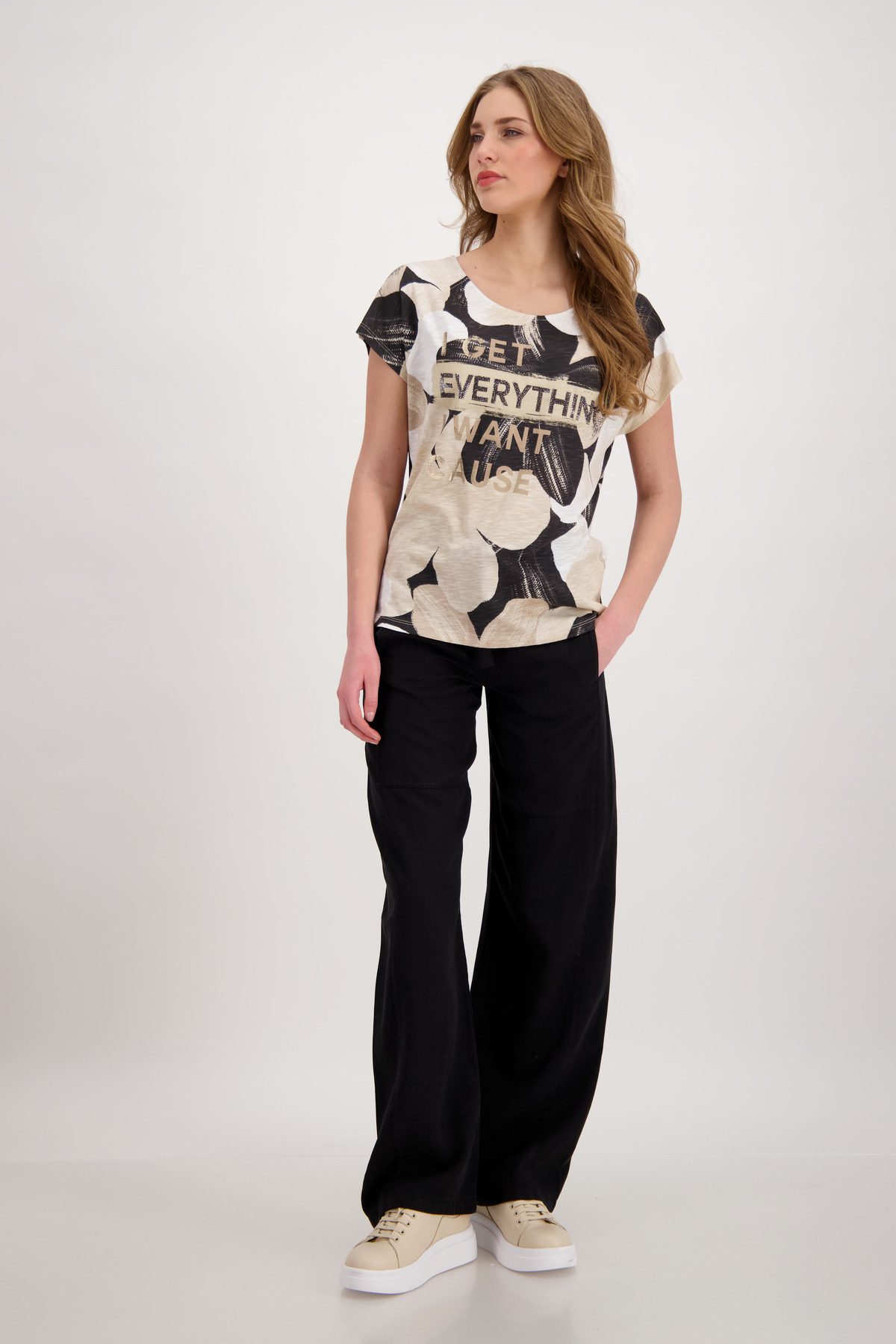 Monari T-Shirt, beach gemustert