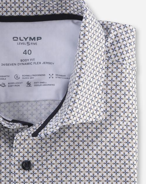 OLYMP Camicia Uomo Level Five 24/Seven – Maniche Lunghe, Stampa Digitale, Jersey, 22 Modern Kent