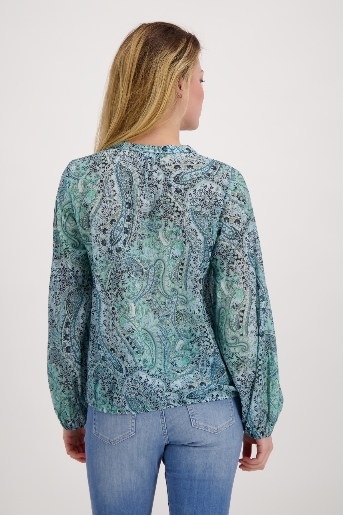 Monari Paisley Muster Bluse mit Gummizug, fresh mint gemustert - Hartmann  Mode Shop