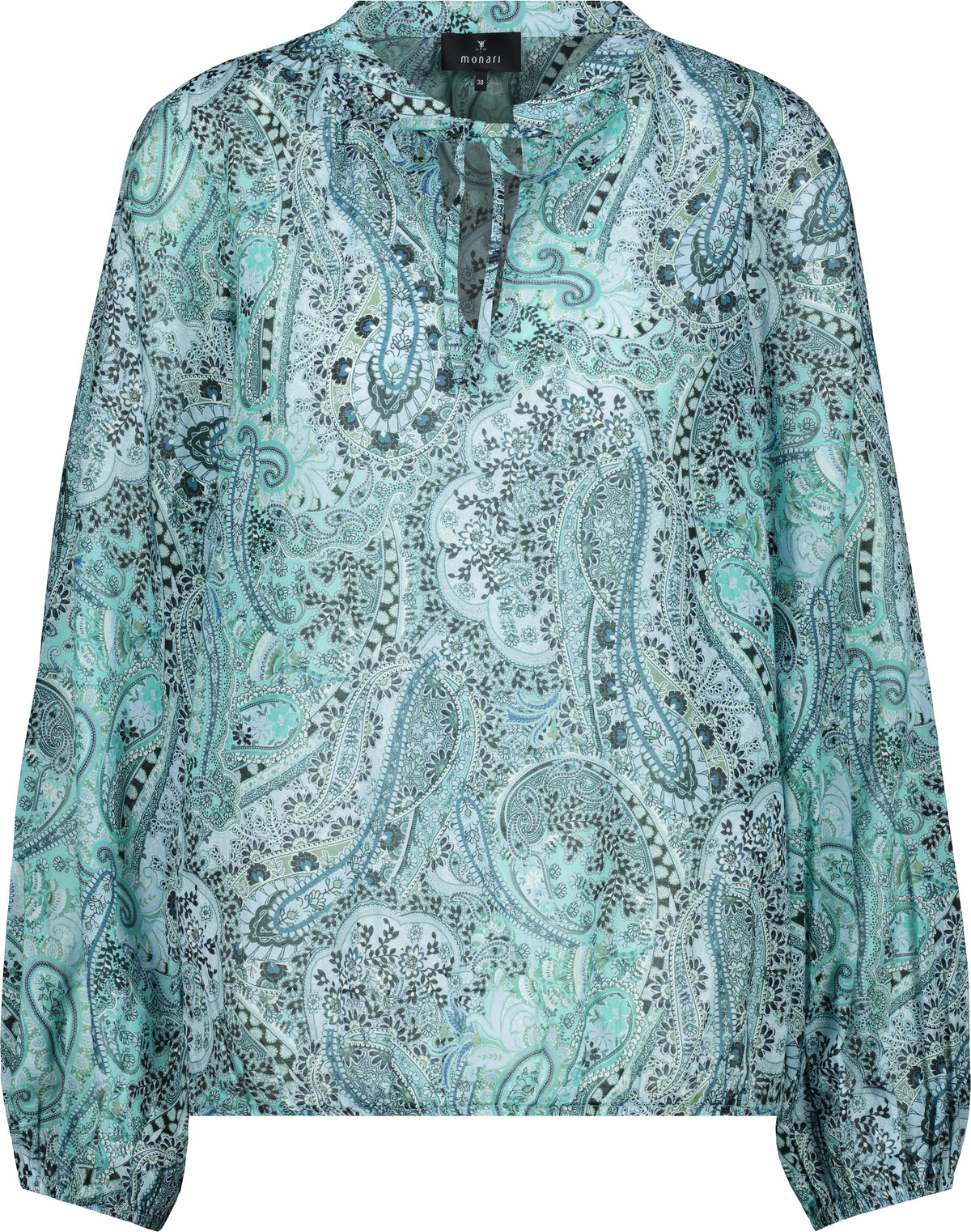 Gummizug, Monari Paisley Hartmann gemustert Mode Muster fresh Bluse mit - mint Shop