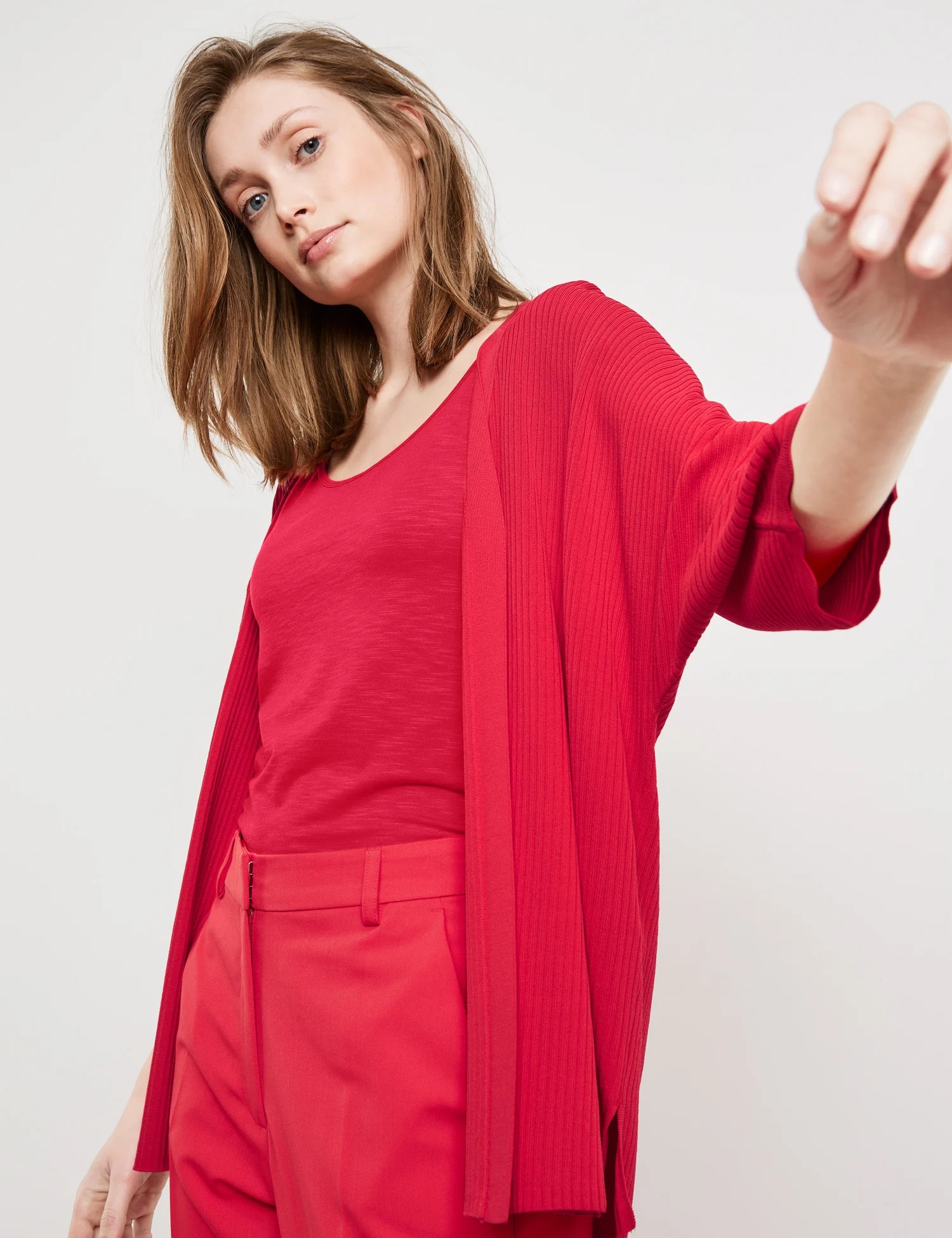 TAIFUN Offene Strickjacke mit halbem Arm