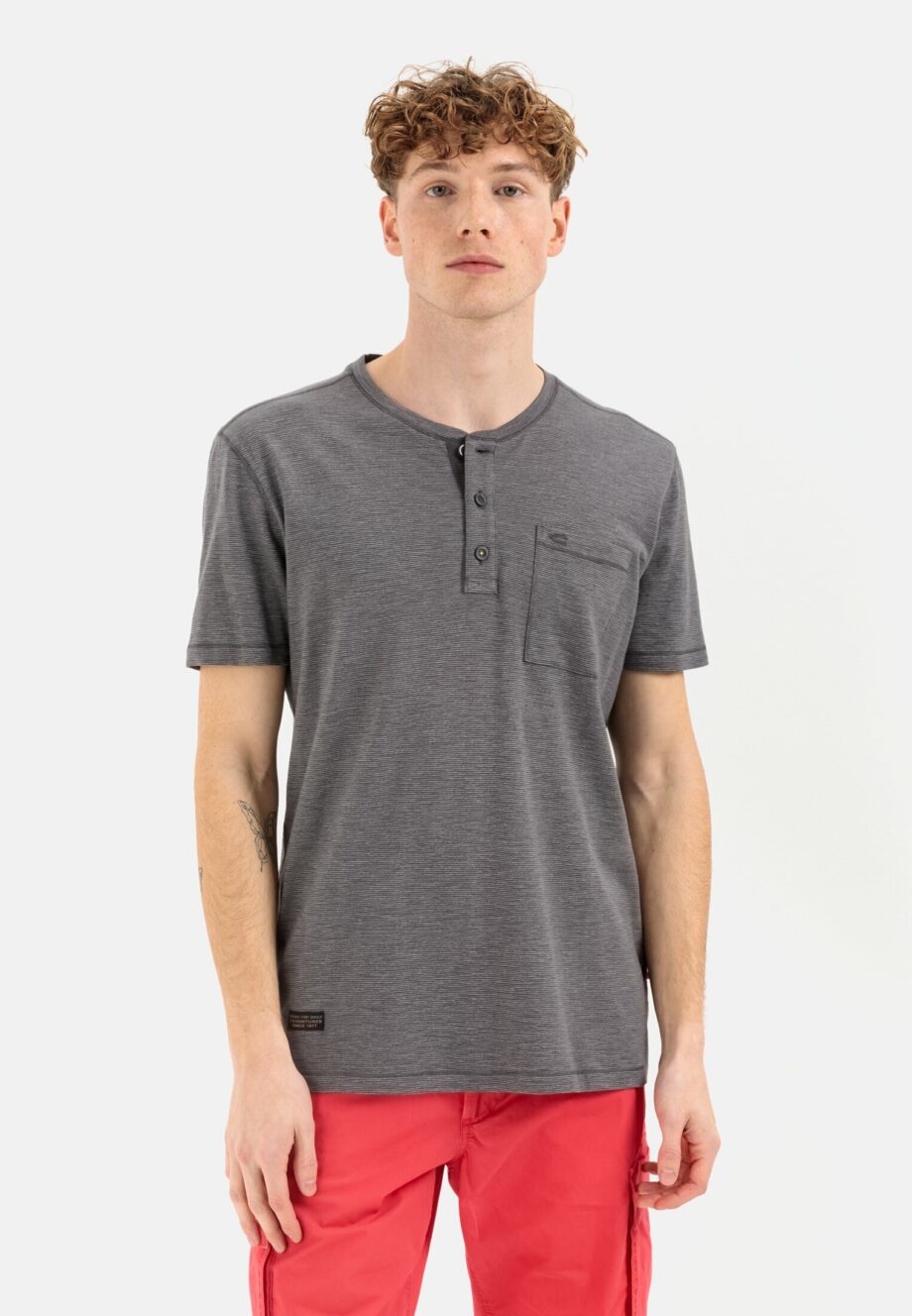 Camel active Henleyshirt aus reiner Baumwolle