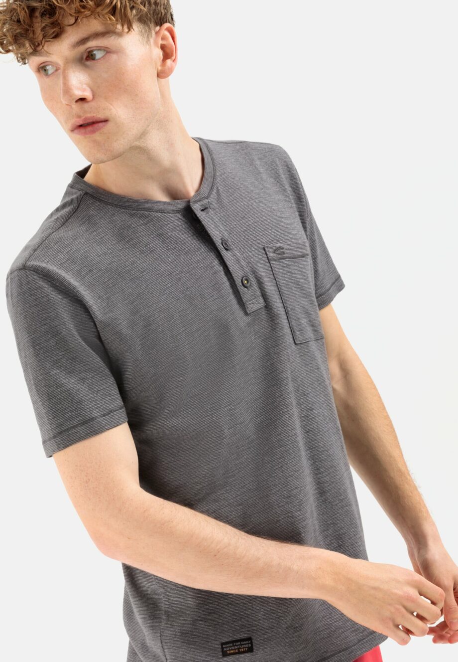 Camel active Henleyshirt aus reiner Baumwolle