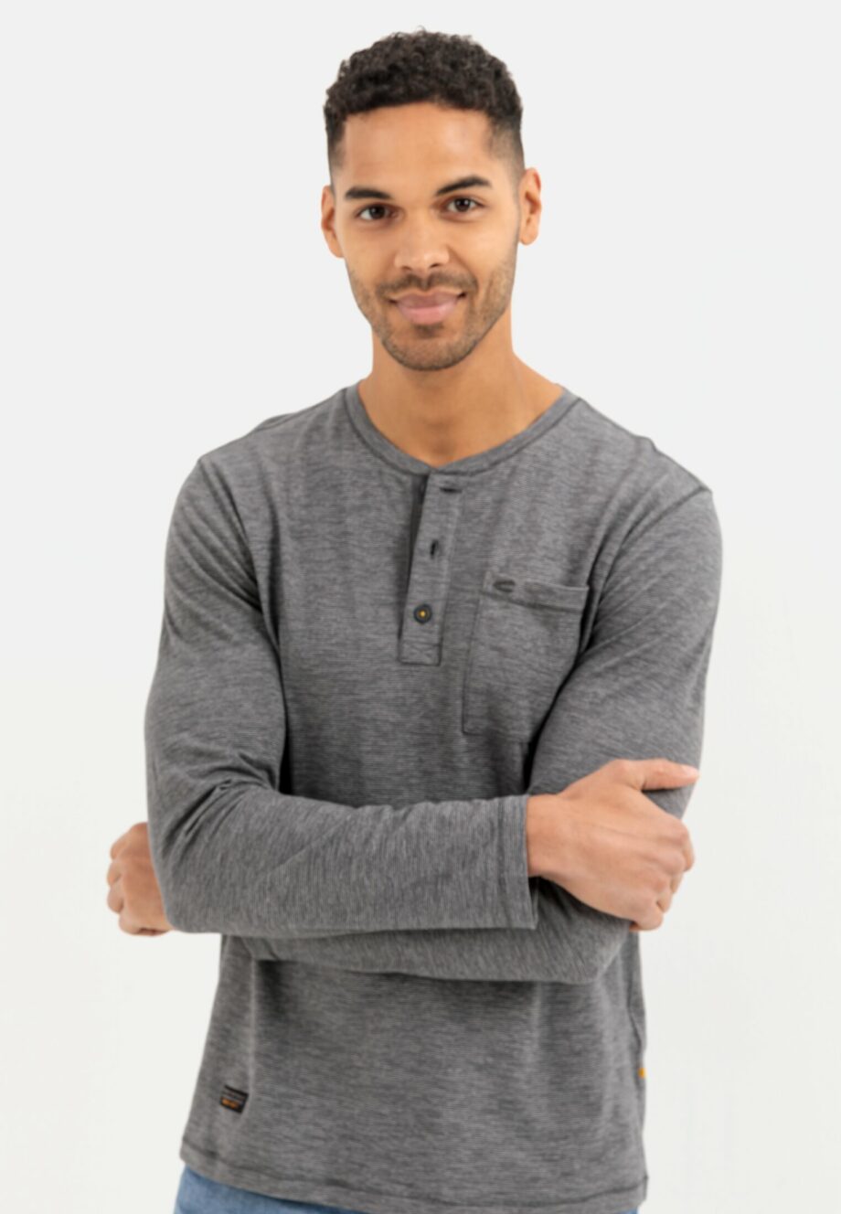 Camel active Langarm Henleyshirt aus reiner Baumwolle