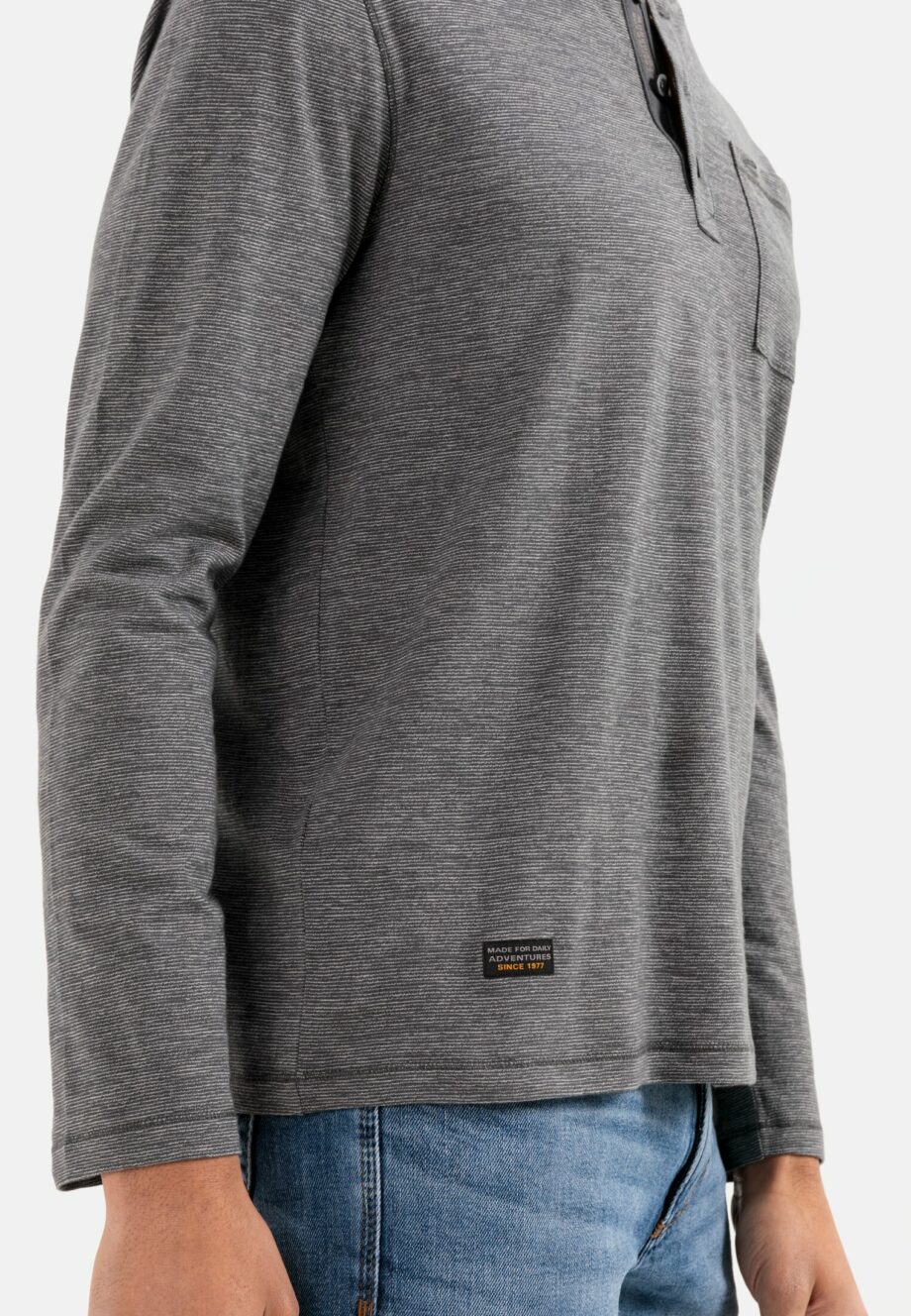 Camel active Langarm Henleyshirt aus reiner Baumwolle