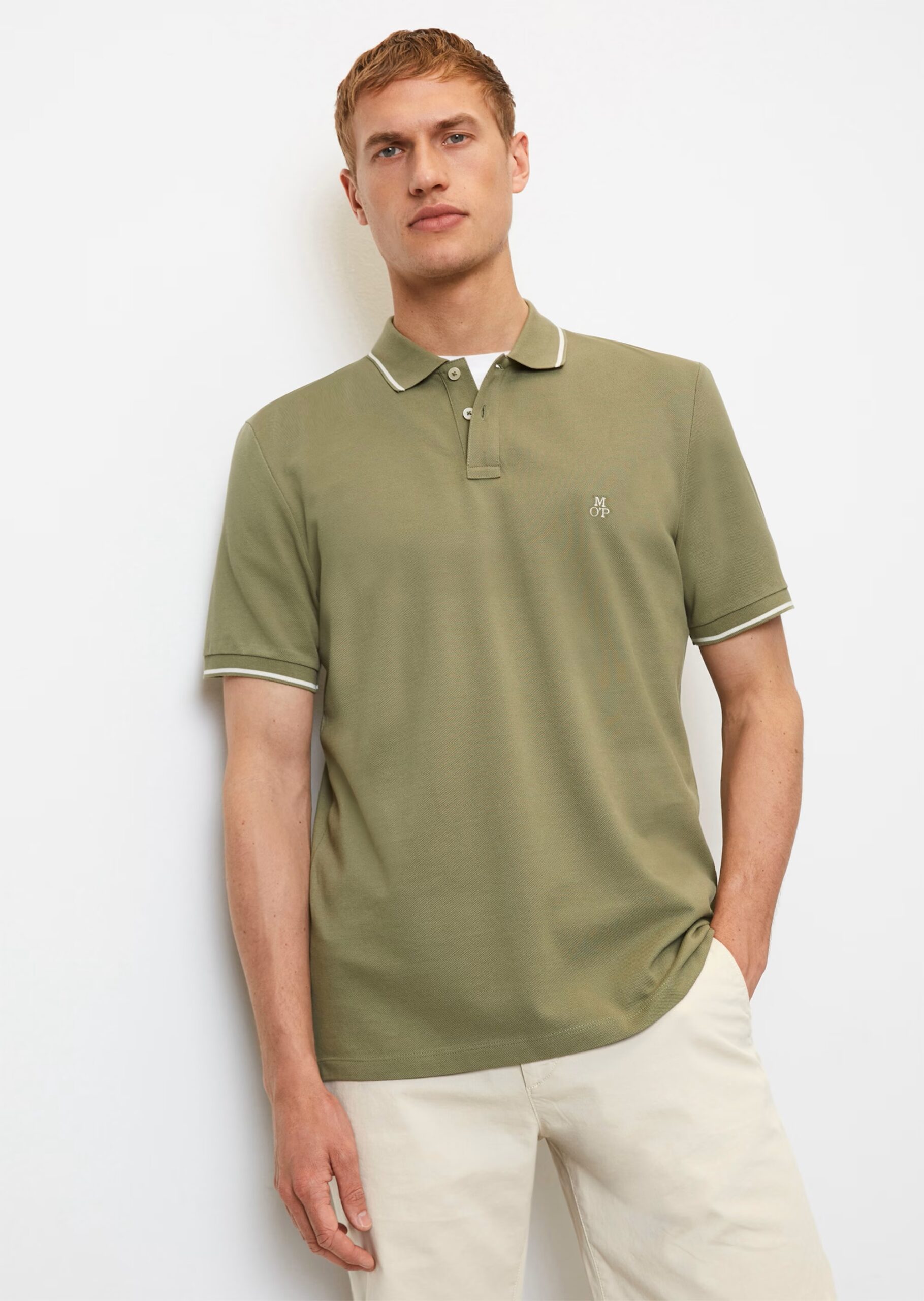 MARC O’POLO Kurzarm-Poloshirt Piqué regular aus Organic Cotton, olive