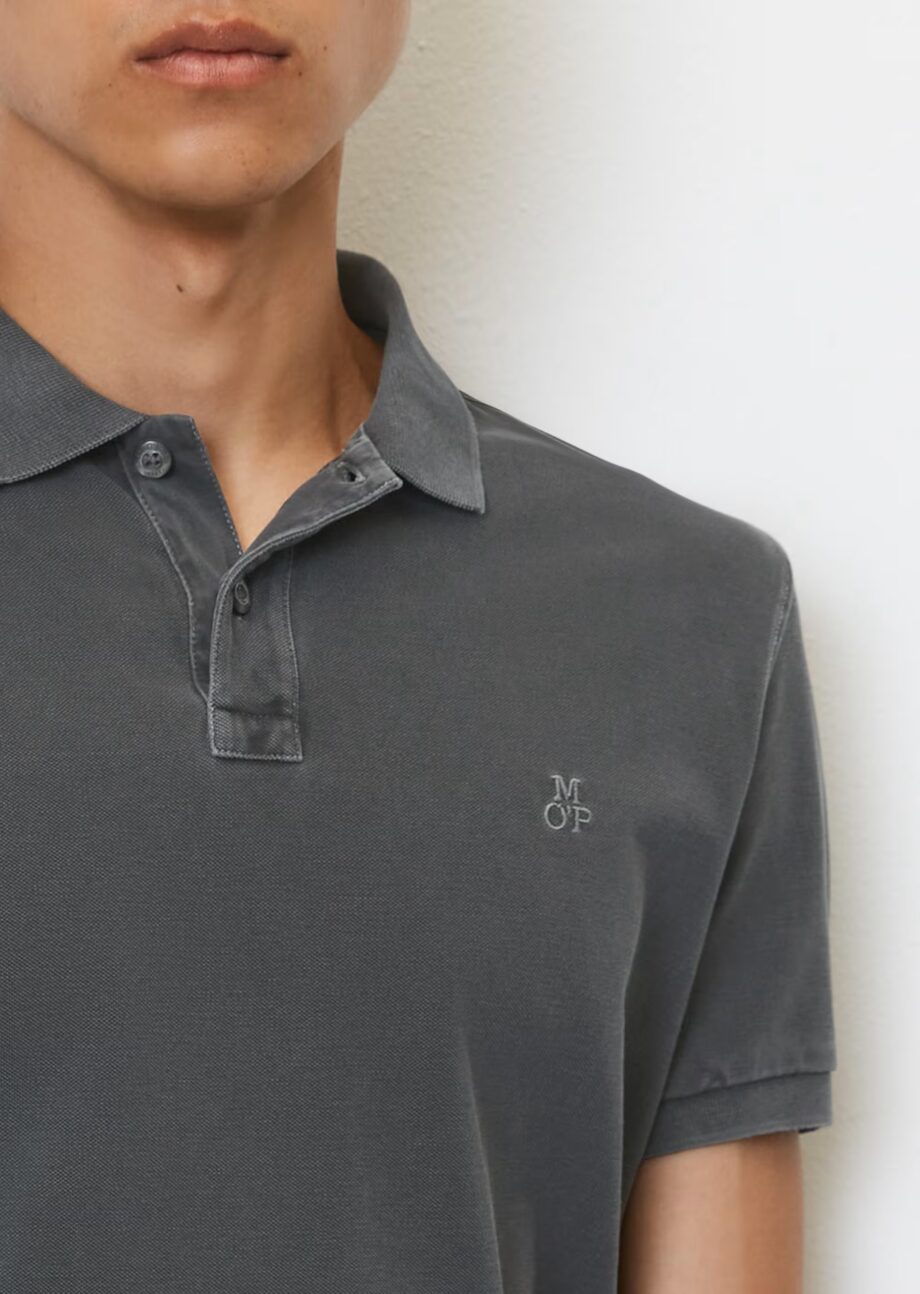 MARC O’POLO  Kurzarm-Poloshirt Piqué regular aus Bio-Baumwolle, pirate black