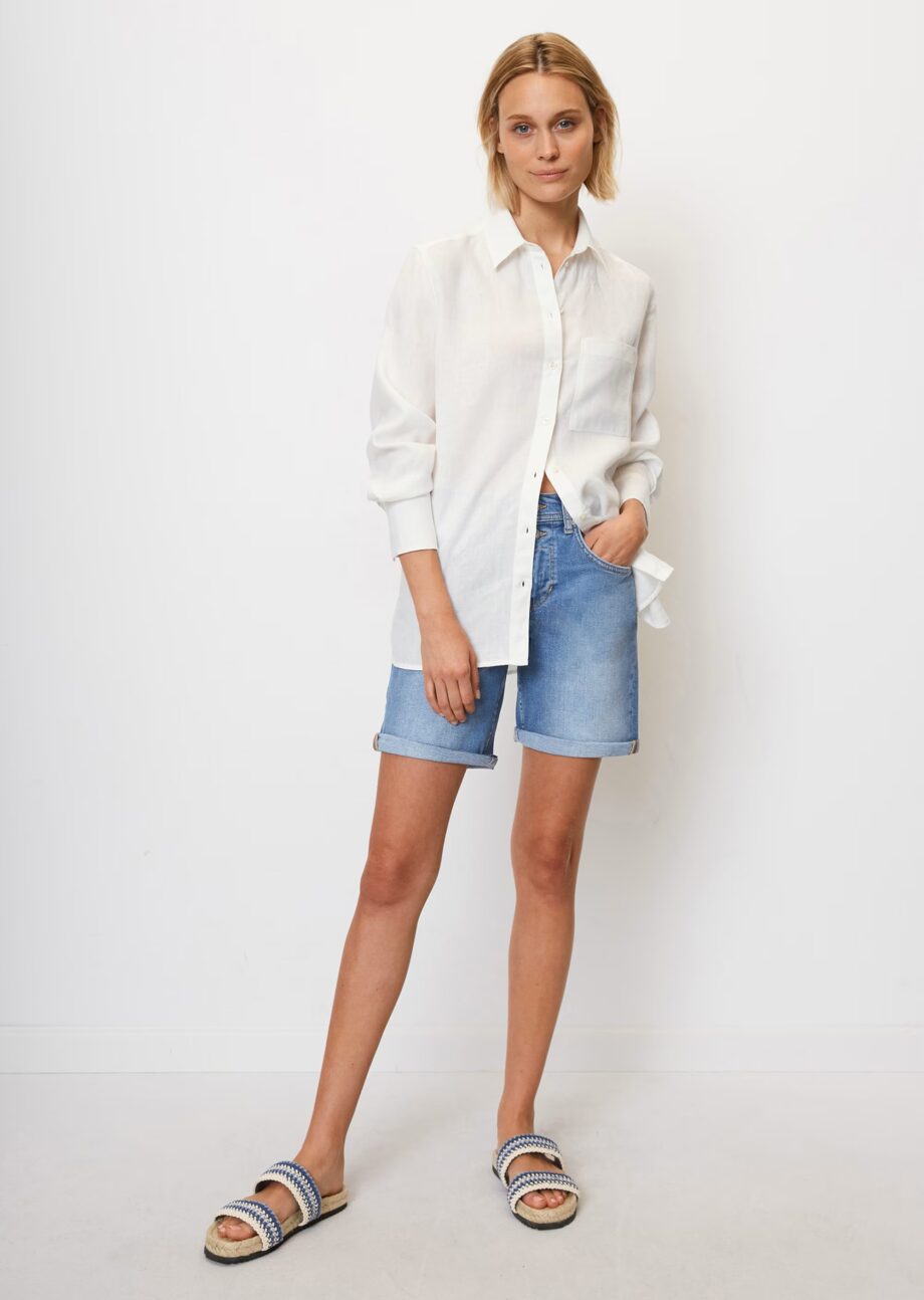 MARC O’POLO NEU Jeans-Shorts Modell THEDA boyfriend mid waist aus Baumwoll-Mix, Mid blue wash