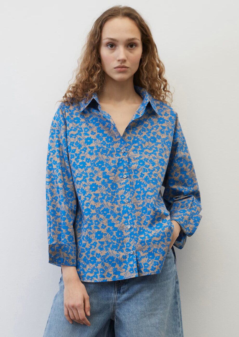 MARC O’POLO  Allover-Print-Langarm-Bluse relaxed  aus Papertouch-Popeline, multi