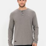 Camel active Langarm Henleyshirt aus reiner Baumwolle