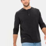 Camel active Langarm Henleyshirt aus reiner Baumwolle