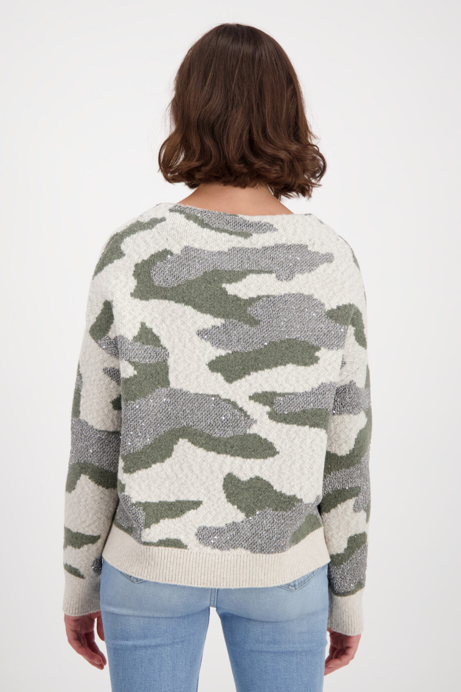 Monari Pullover, frozen green gemustert