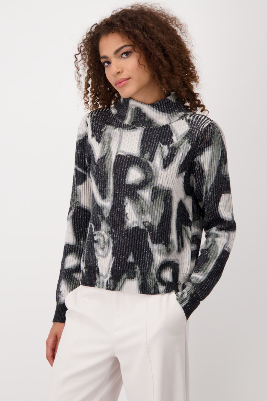 Monari Pullover, stone gemustert