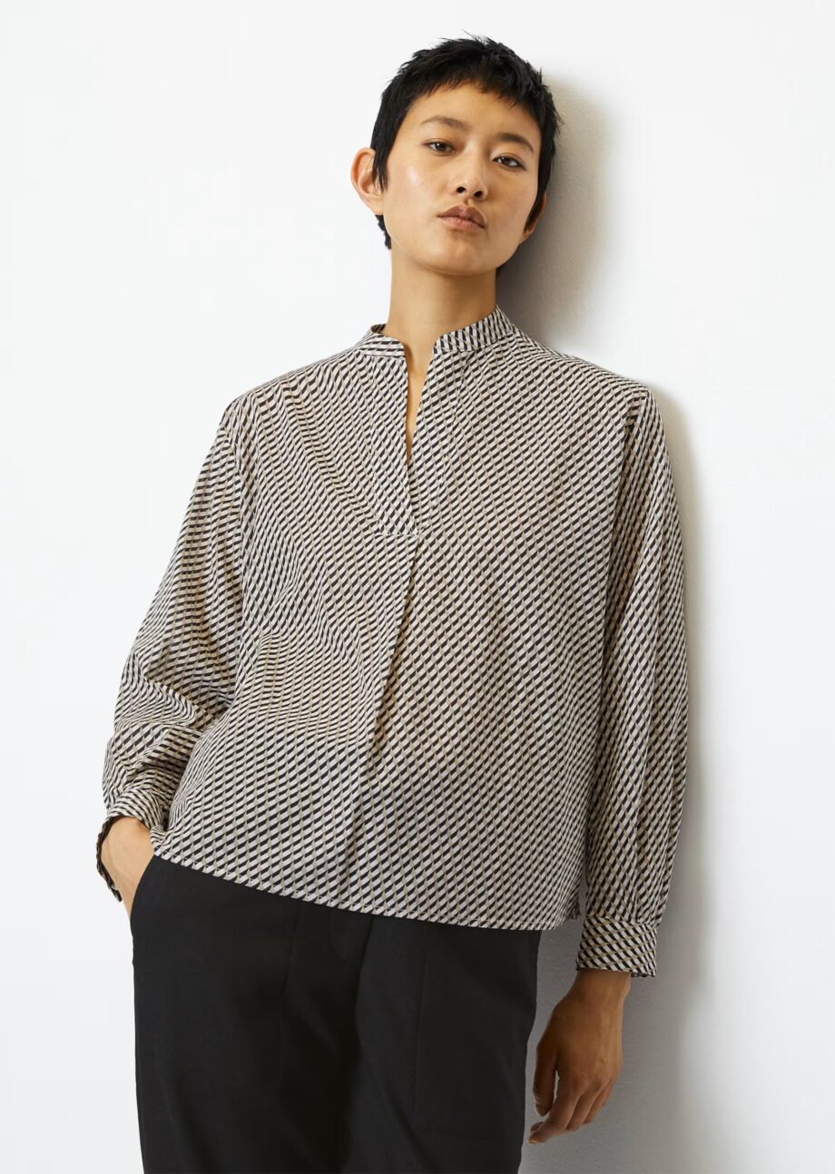 MARC O’POLO  Langarm-Bluse regular mit Allover-Print aus Silky-Touch-Voile-Qualität, multi