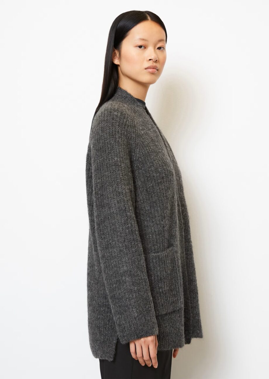 MARC O’POLO NEU Cardigan oversize  aus flauschigem Schurwolle-Alpakawolle-Mix, pure stone melange