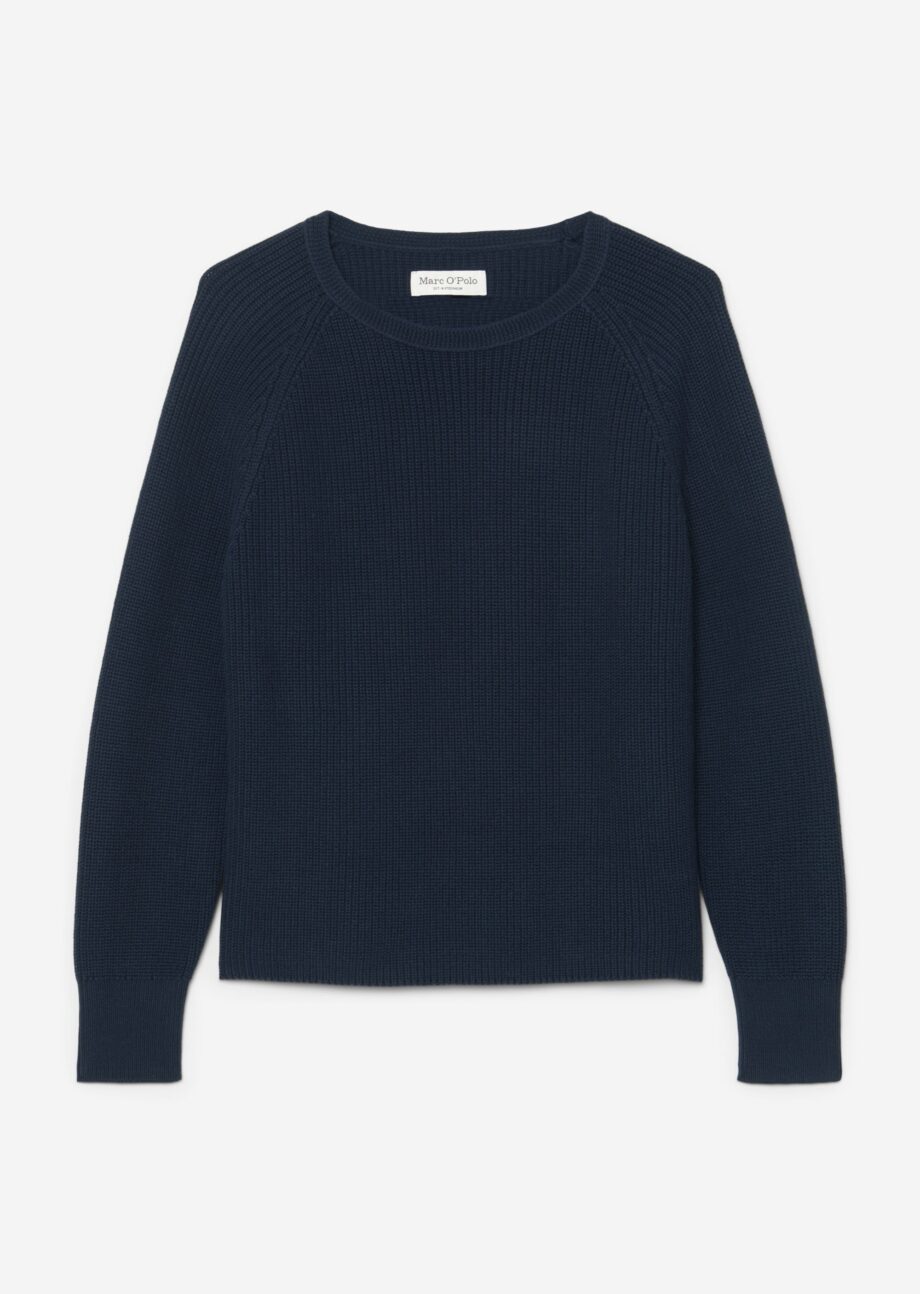 MARC O’POLO  Rundhals-Strickpullover slightly cropped aus Heavy-Weight-Organic-Cotton, sandy melange