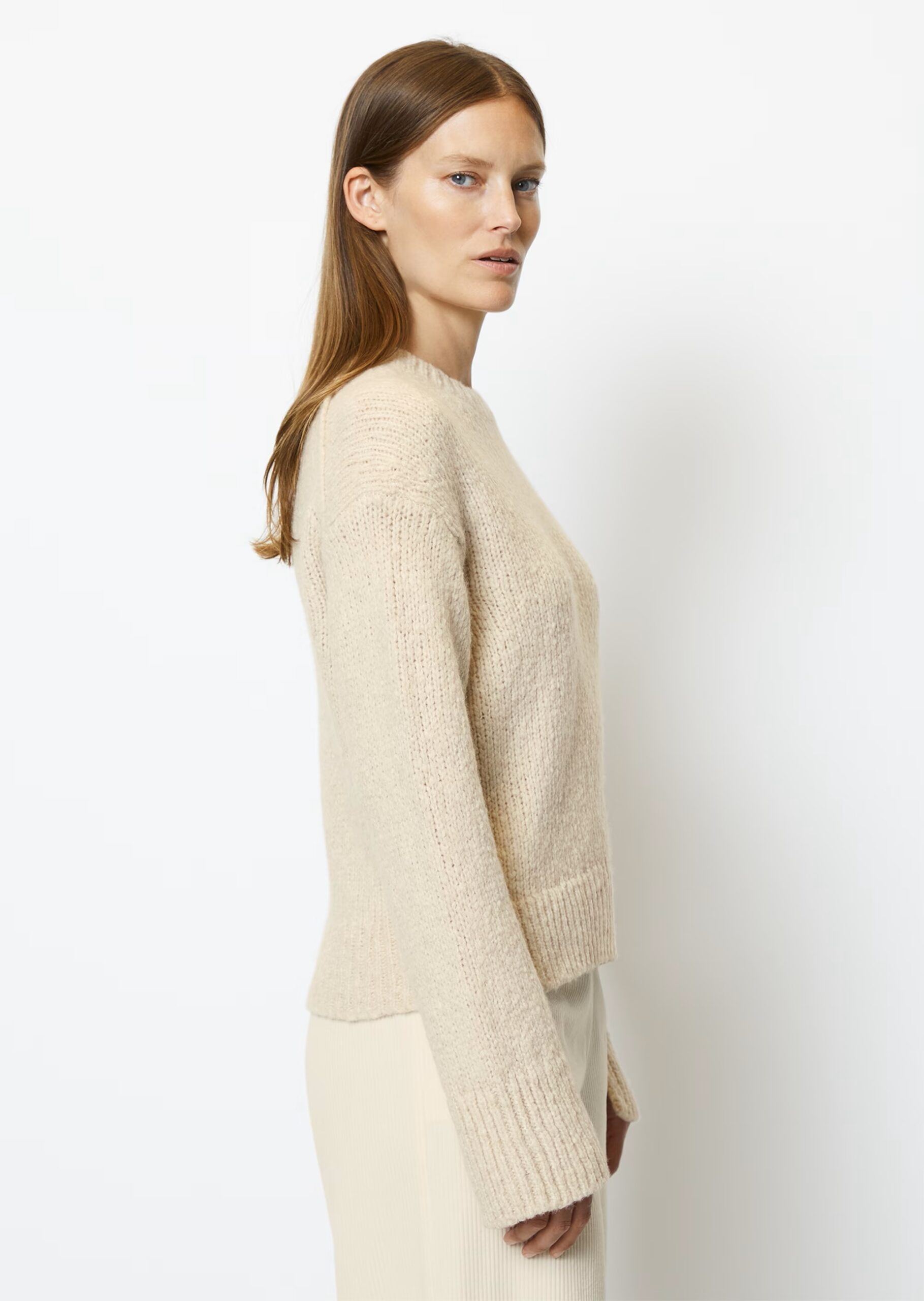 MARC O’POLO Strickpullover loose aus Schurwolle-Mix, creamy white