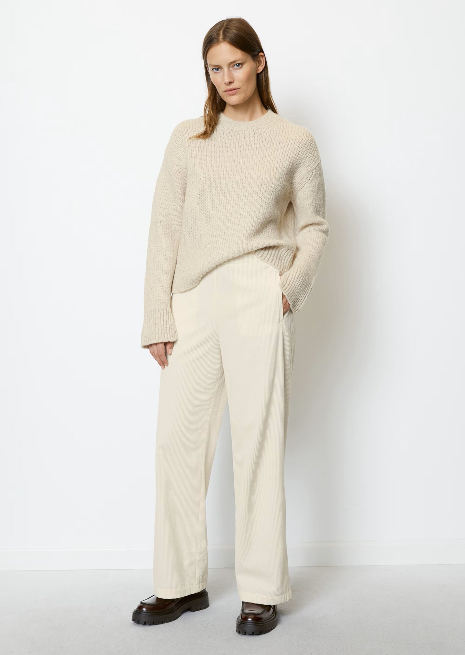 MARC O’POLO Strickpullover loose aus Schurwolle-Mix, creamy white