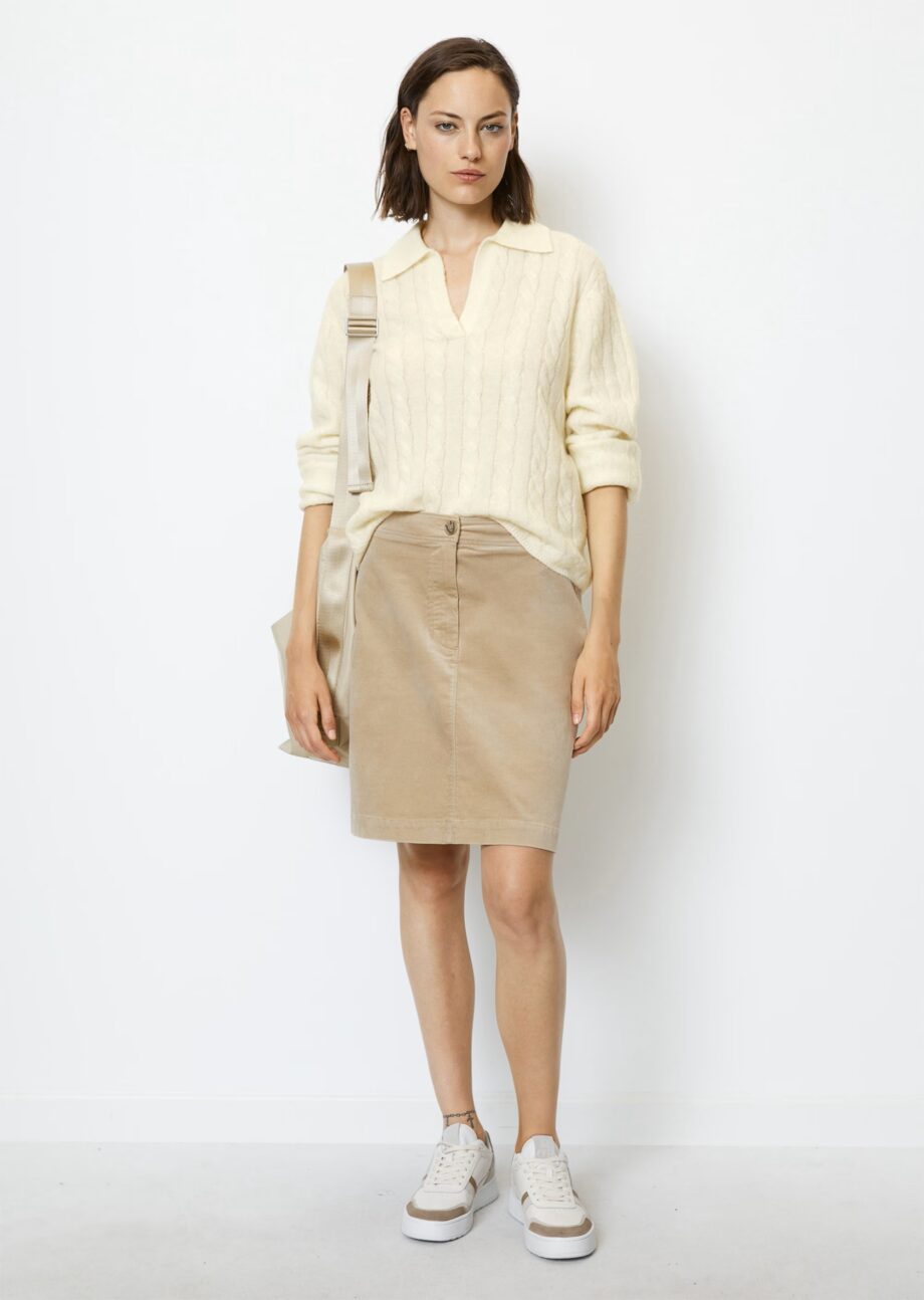 MARC O’POLO  Minirock straight aus stretchigem Samt , jonesboro cream