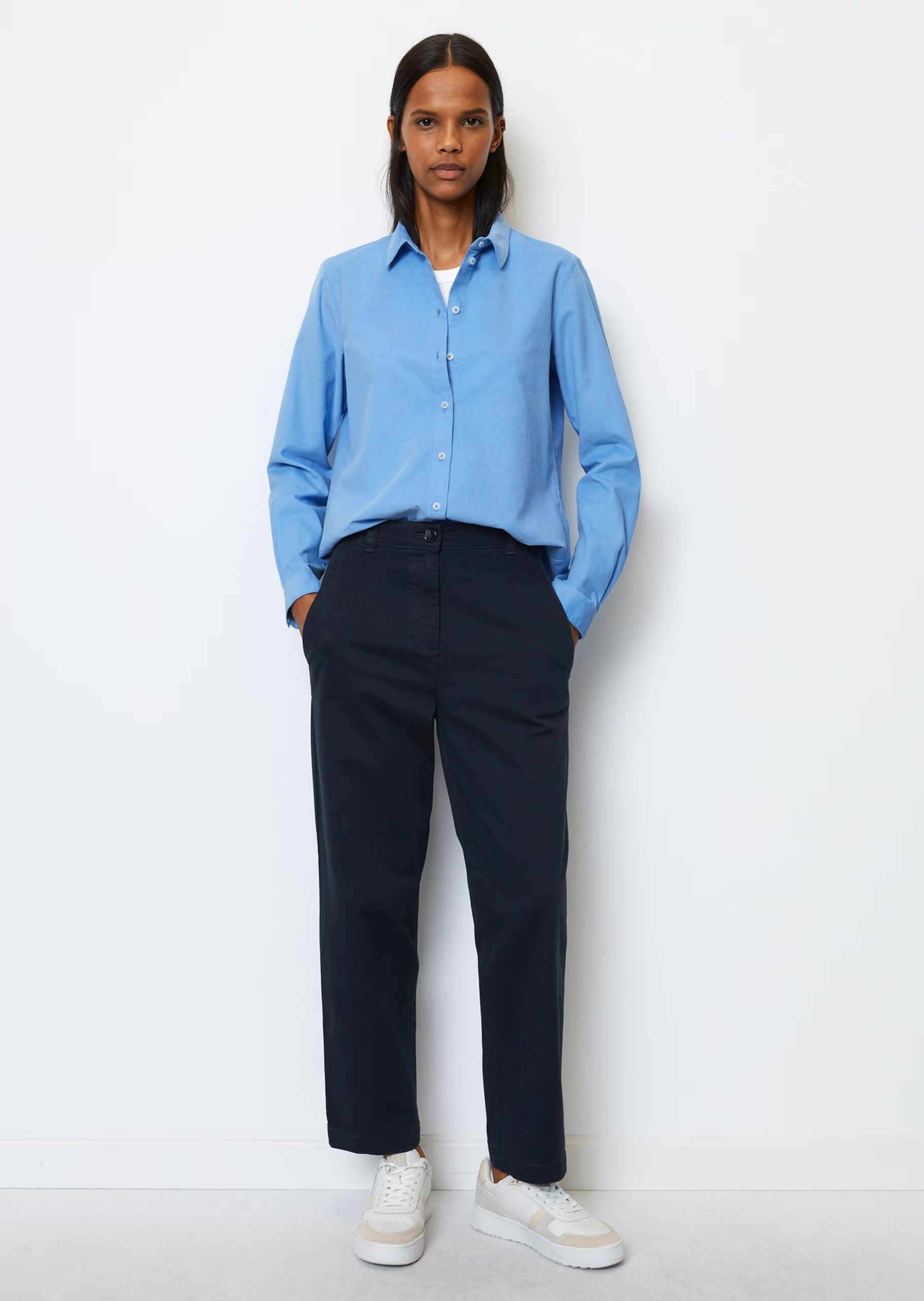 MARC O’POLO Bluse in samtiger Cord-Qualität, nordic sky