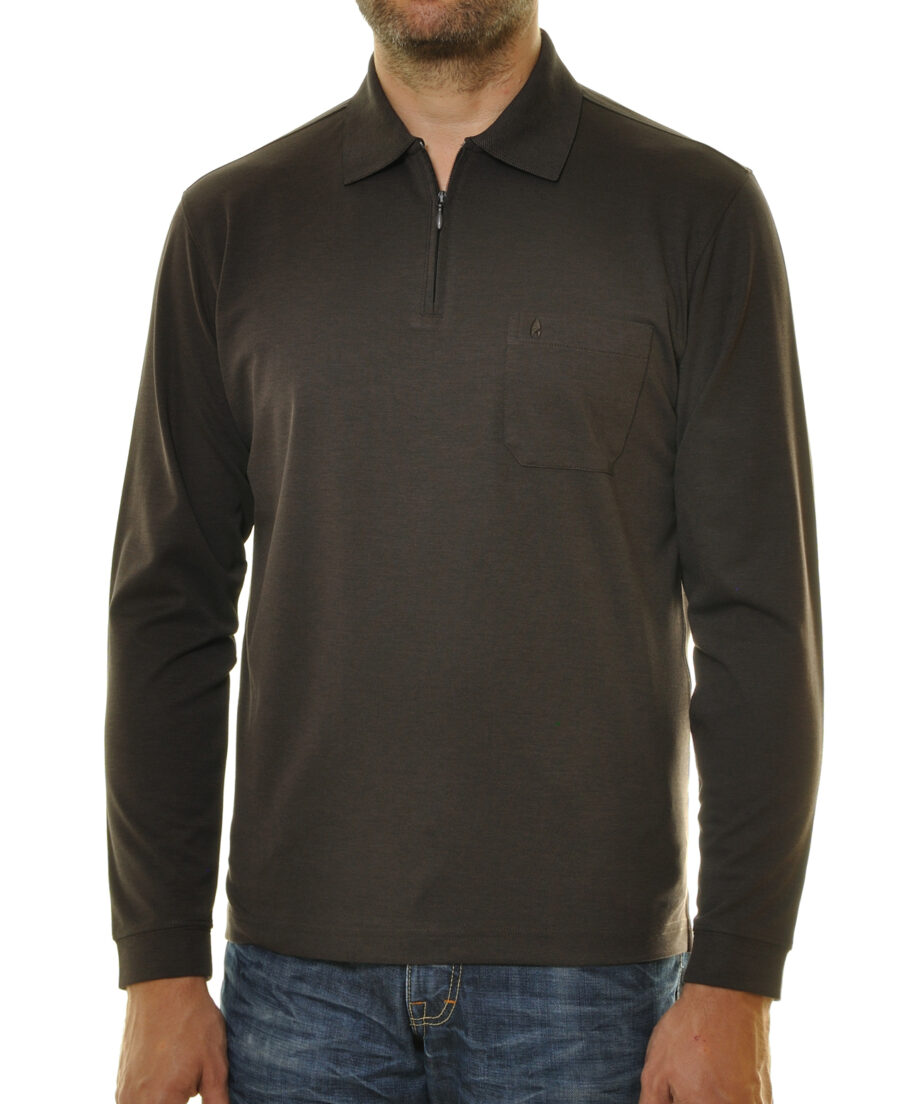 RAGMAN Softknit-Poloshirt Langarm mit Zip