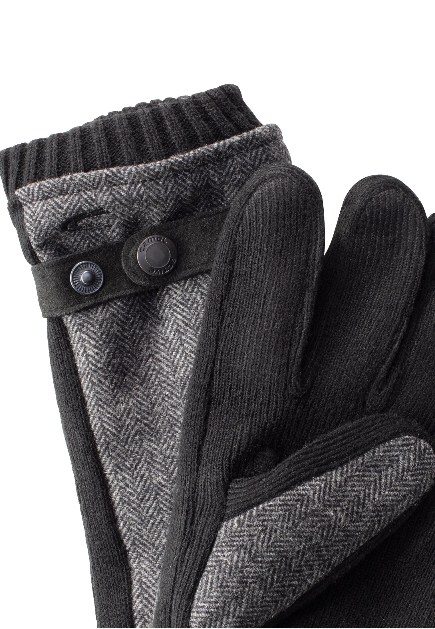 Camel active Handschuhe mit Lederriemen in Wolloptik
