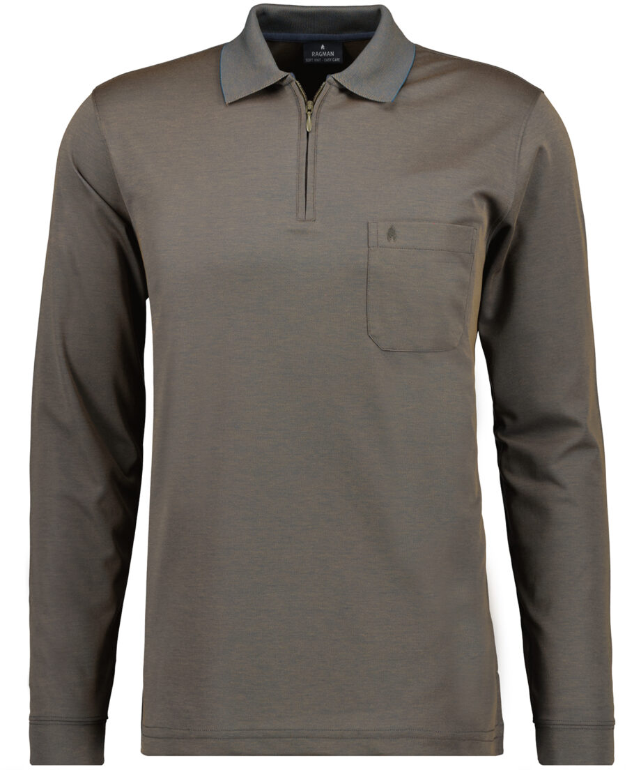 RAGMAN Softknit-Poloshirt Langarm mit Zip