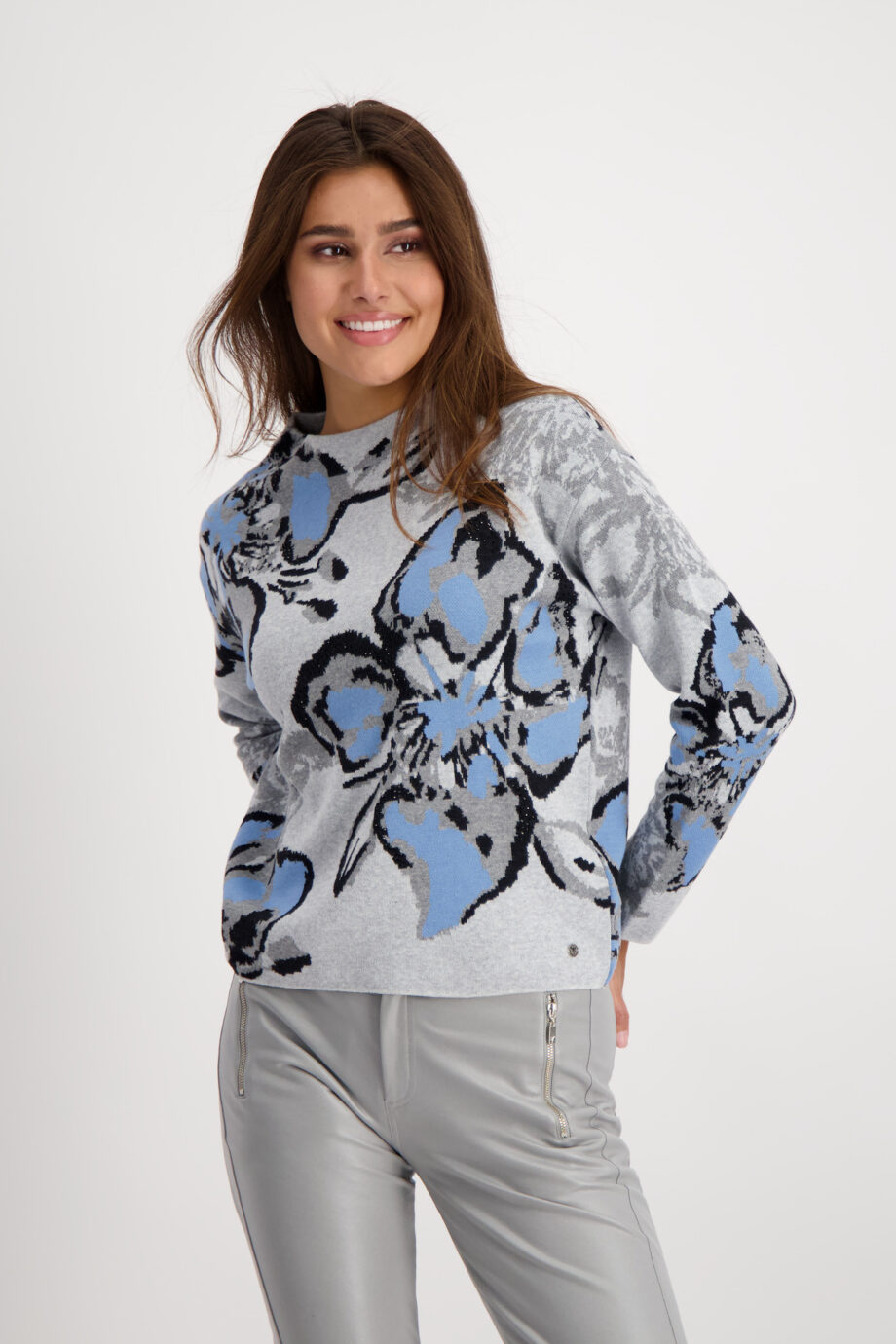 Monari Pullover, cloud melange gemustert