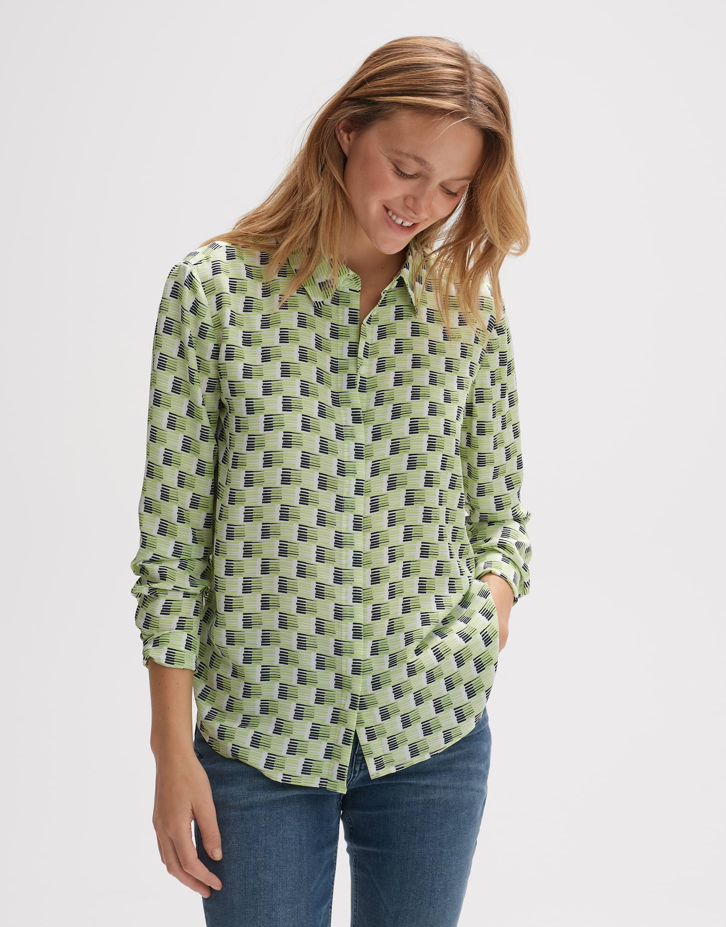 OPUS Hemdbluse Falkine fresh mit Print