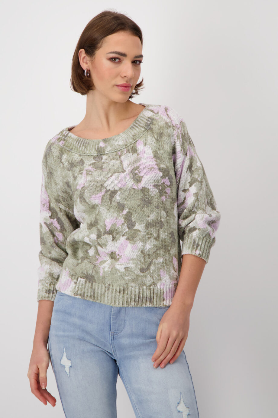 Monari Pullover, sage gemustert