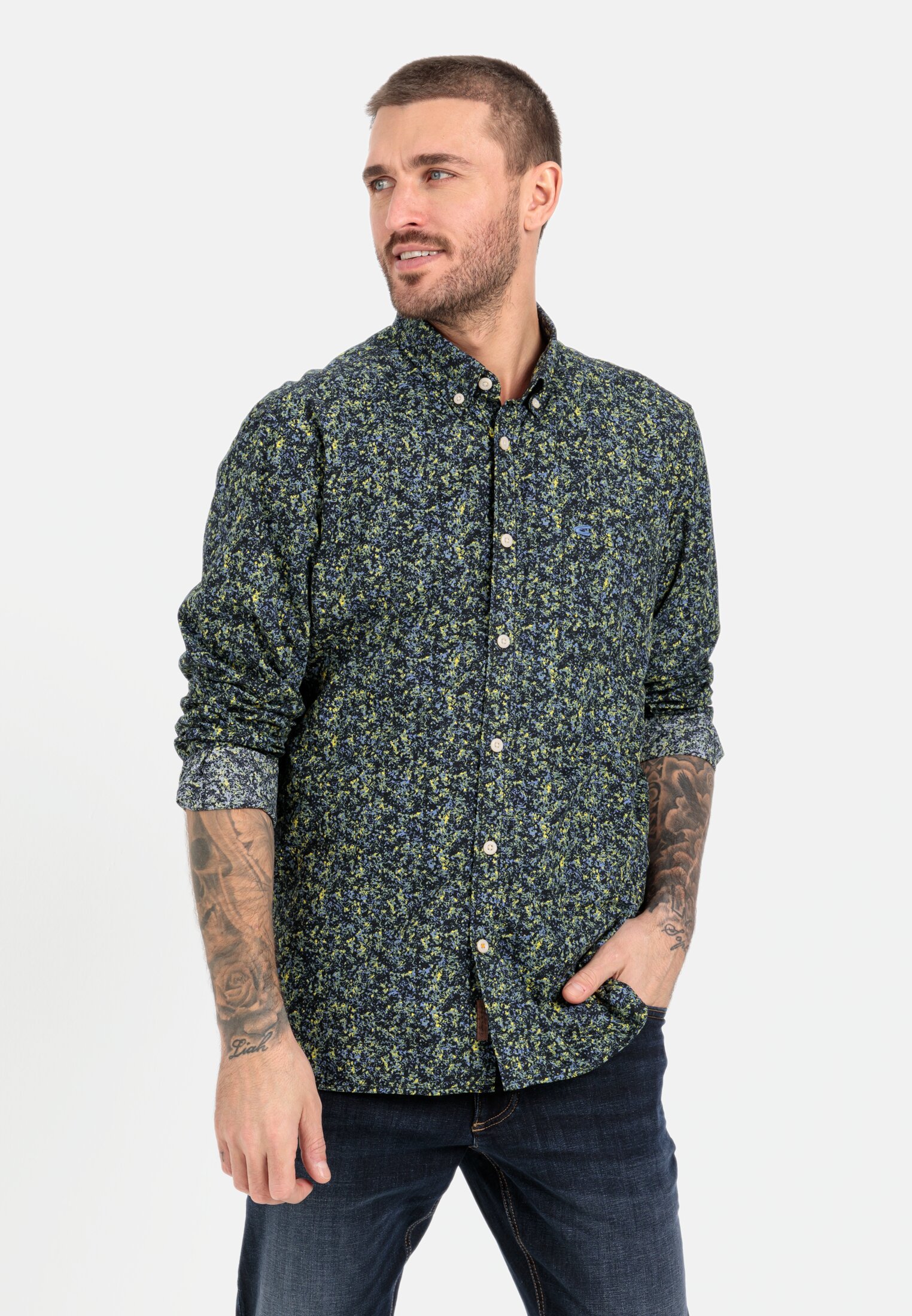 Camel active Langarm Hemd mit Allover-Print